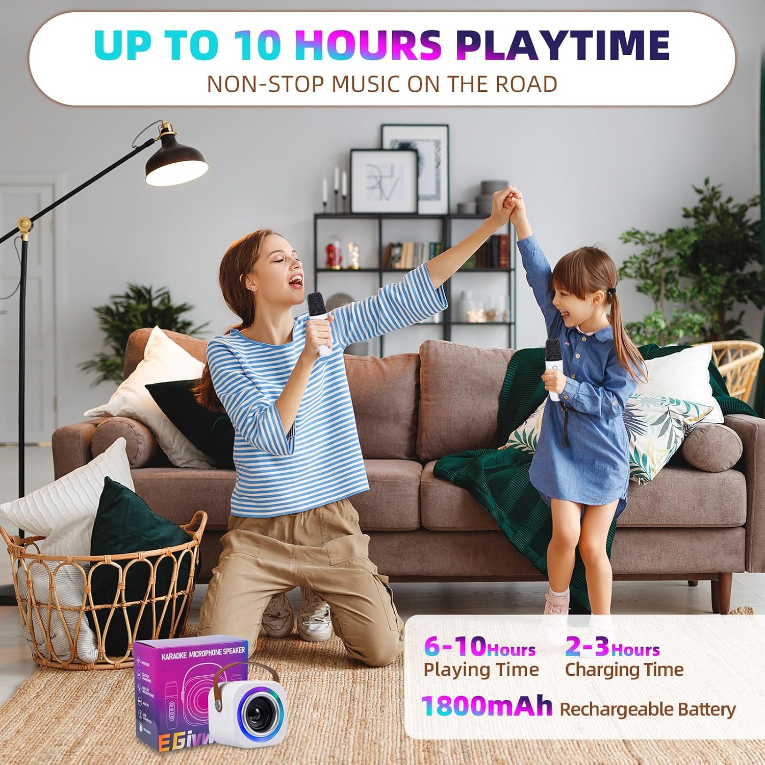 Detalle de Mini Karaoke Machine for Kids with 2 Wireless Mics (Ages 3–12+)