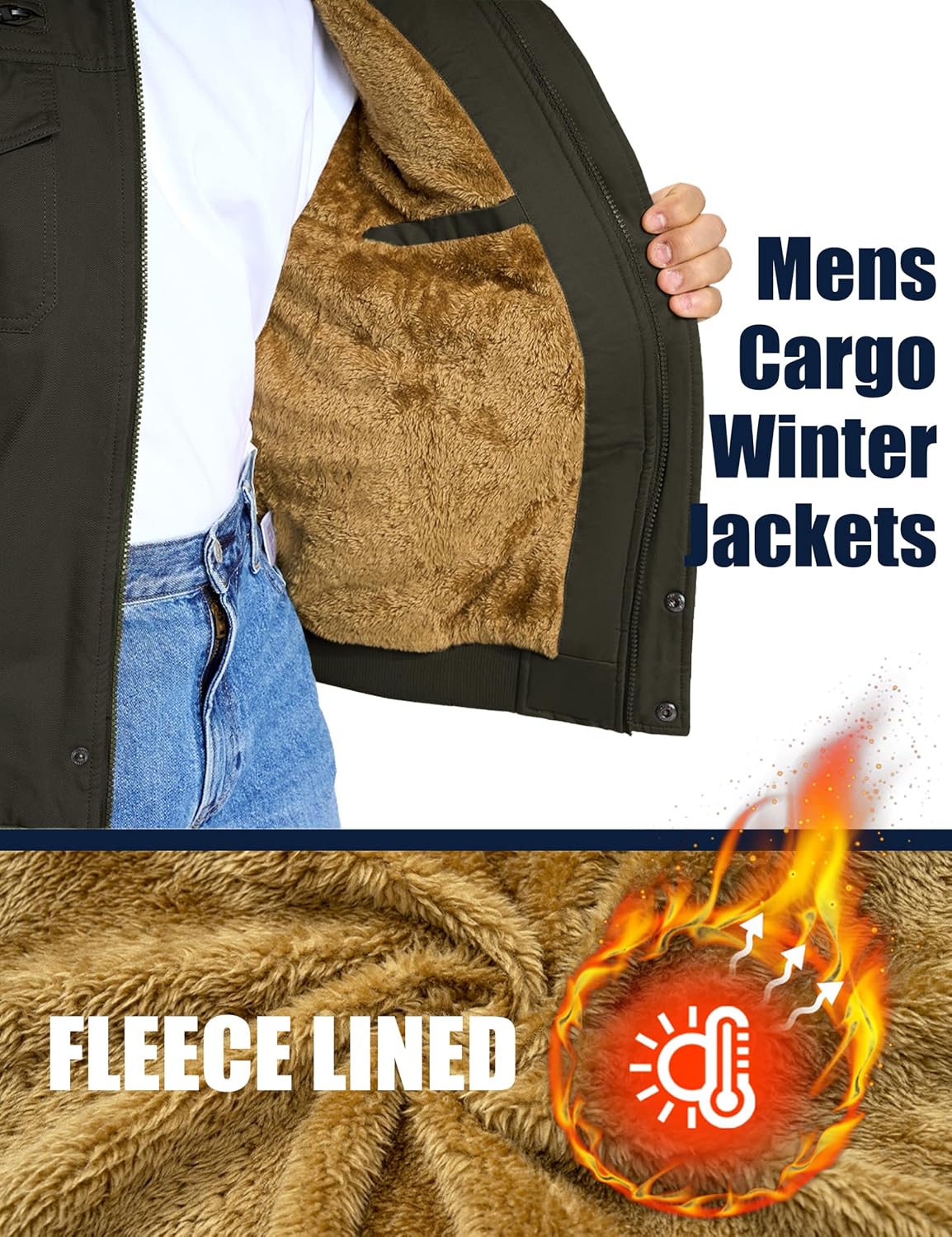 Detalle 2 de MAGCOMSEN Winterjacke Herren Warm Fleecejacke