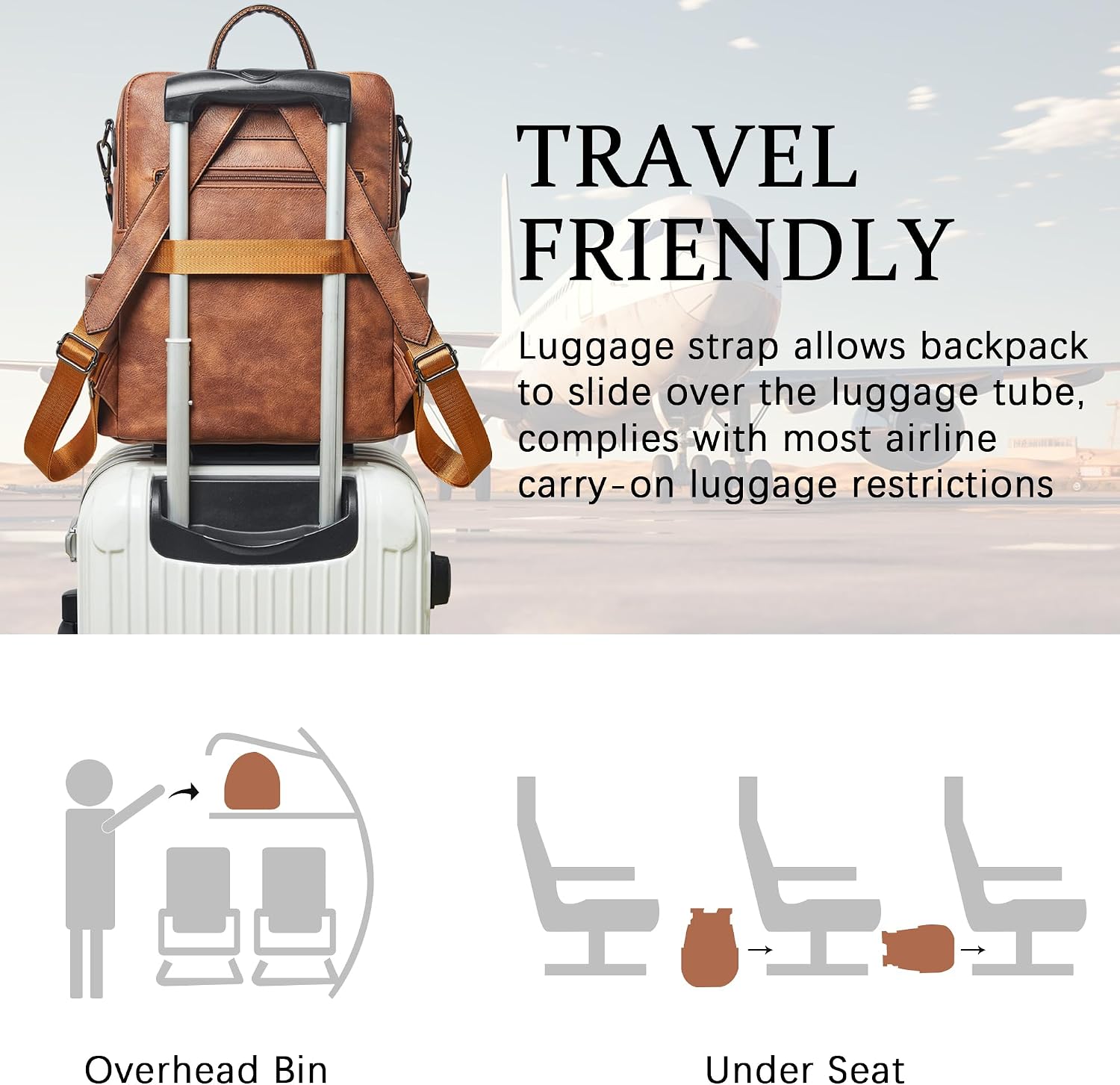 Detalle de Shrrie Vegan Leather Laptop Backpack for Women (15.6-inch) — Waterproof Work, Travel & College Bag