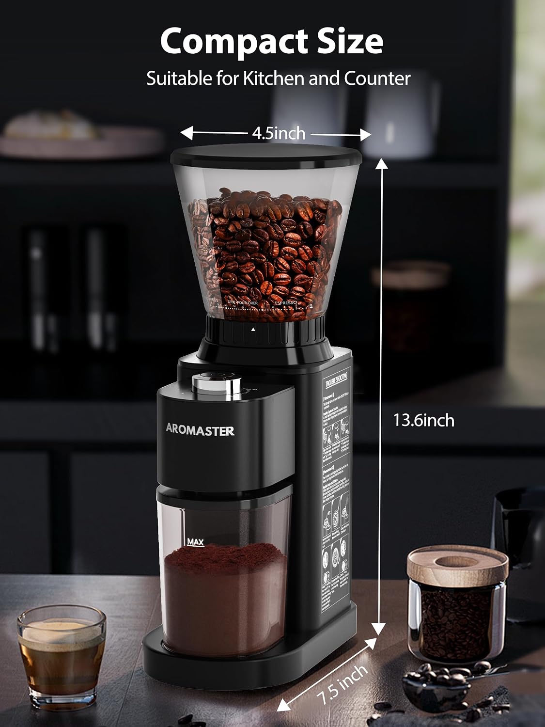 Thumbnail 6 de Aromaster Burr Coffee Bean Grinder, 48 Settings, Anti-Static, Stainless Steel