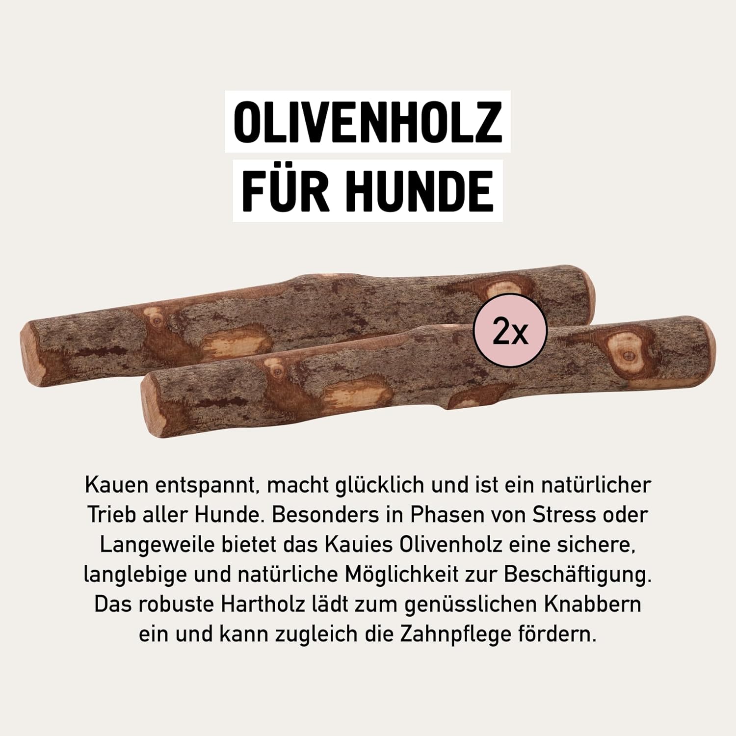 Thumbnail 1 de Kauies Olivenholz Kaustab für Hund mit Olivenöl (vegan, kalorienfrei) – 2er Pack, Größe S bis 10 kg