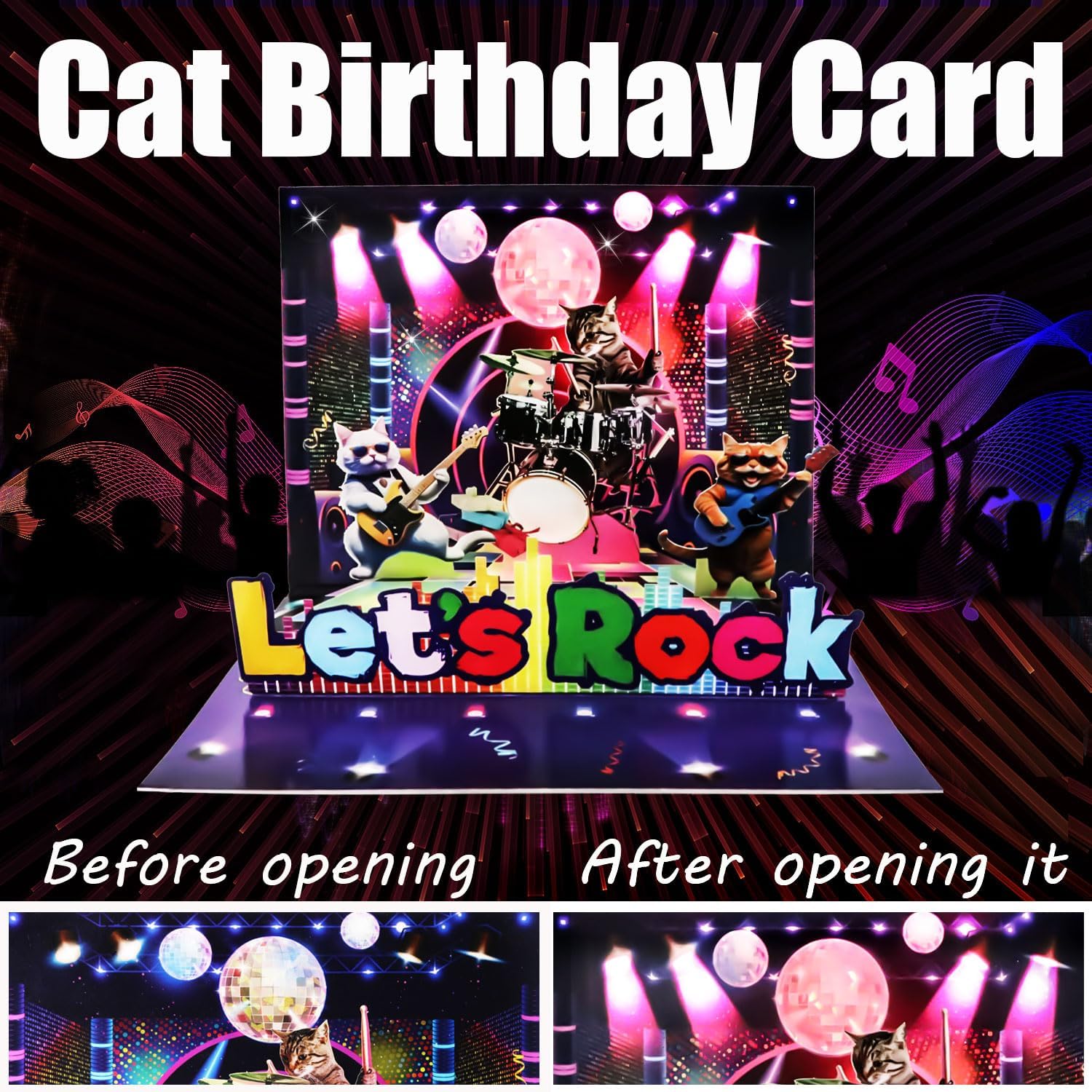 Detalle de Bevbovcard 3D Pop-Up Cat Birthday Card