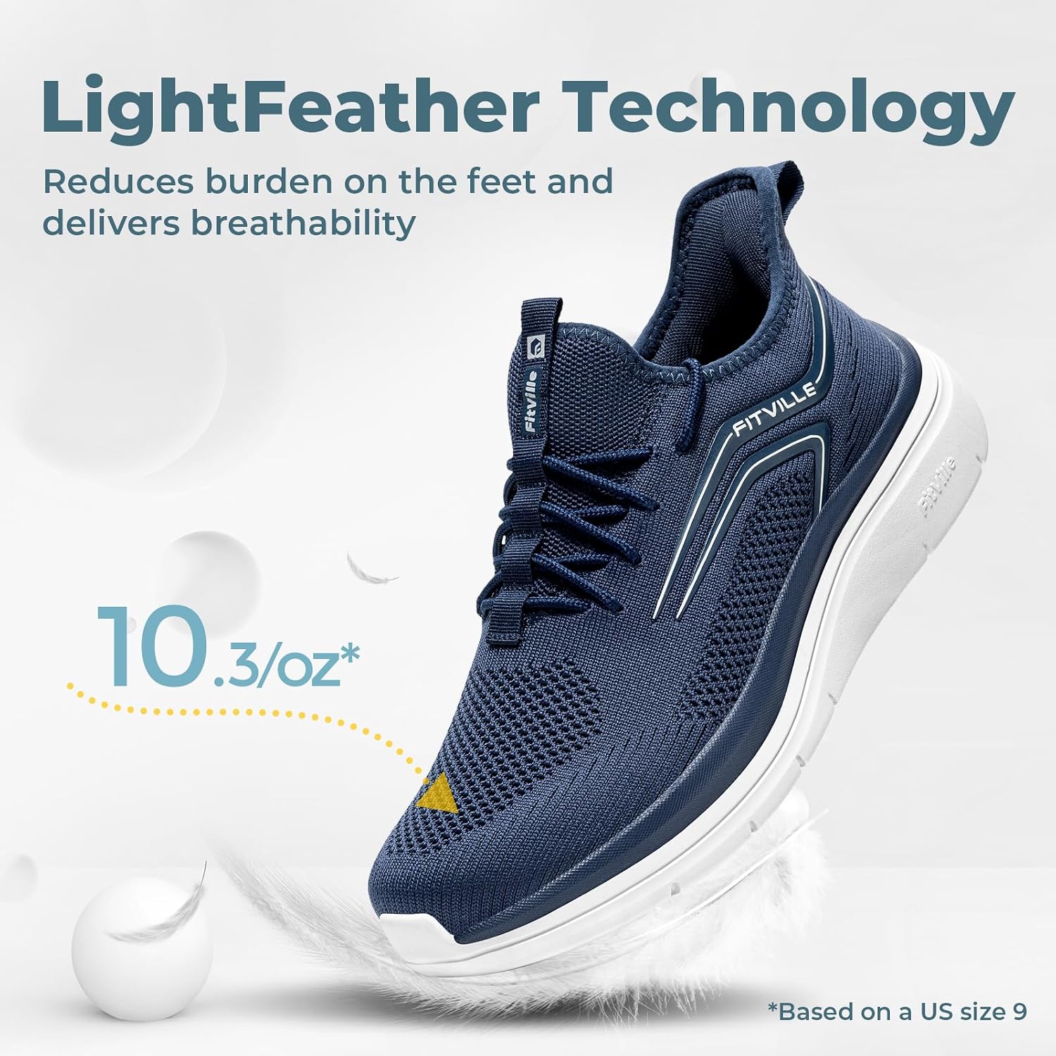 Thumbnail 5 de FitVille Extra Wide Fit Slip-On Arch Support Trainers for Men – Lightweight Road Running & Gym Sneakers