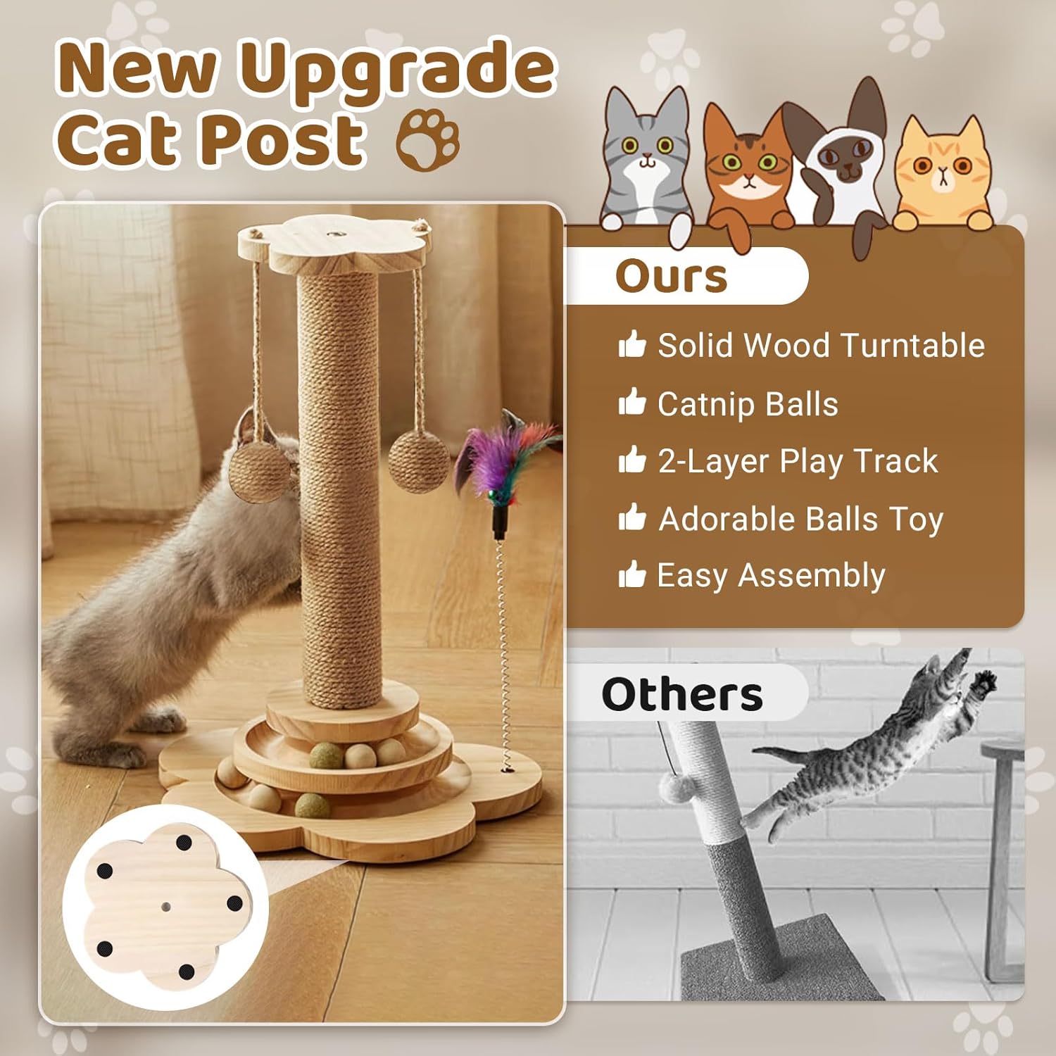 Detalle 2 de Cat Scratching Post 45 cm for Smaller Cats 🐱