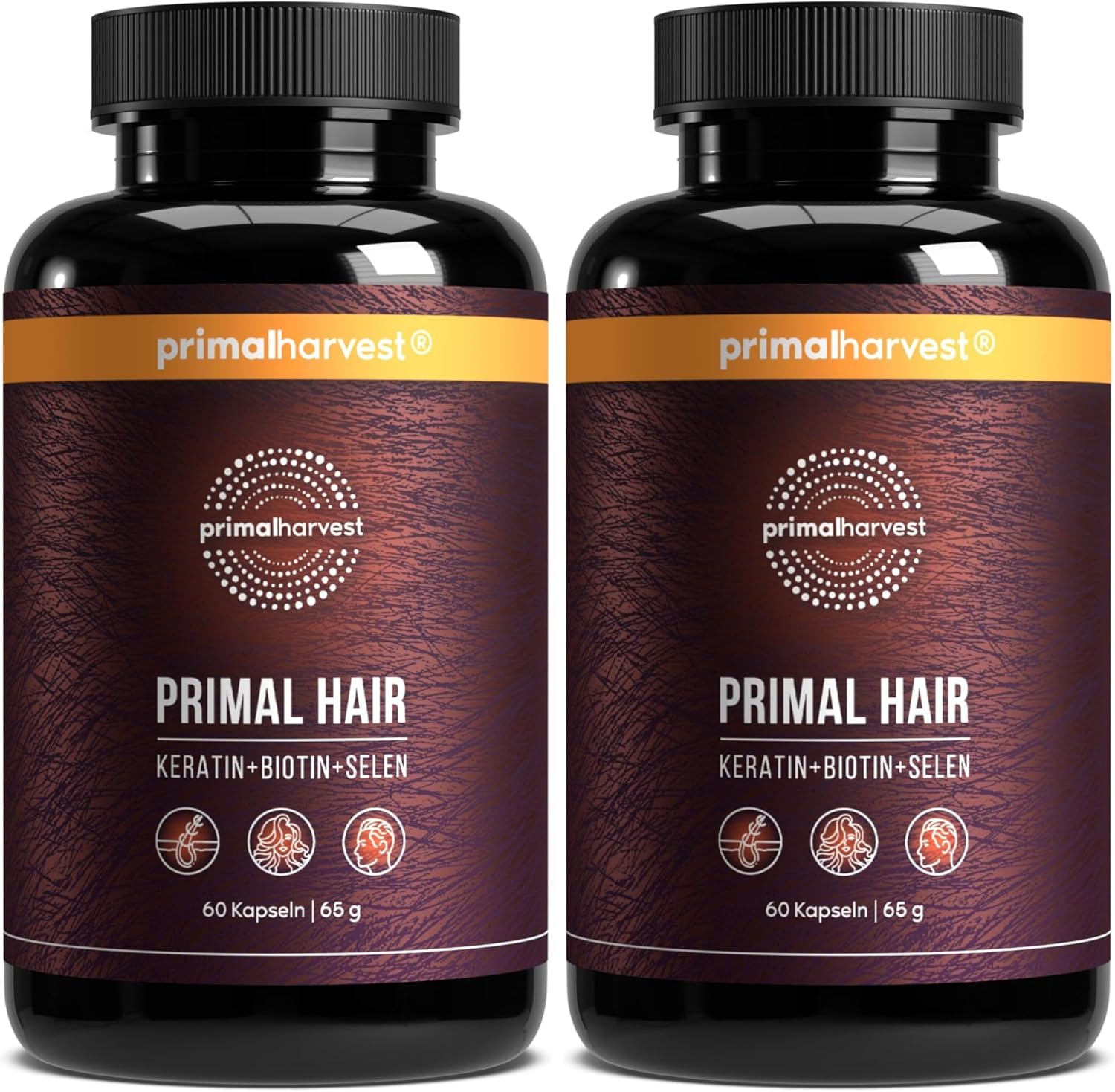 Detalle 1 de Primal Harvest Hair Complex – Complément vitalité des cheveux, riche en kératine, biotine, zinc et vitamines B (60 gélules, sans saveur)