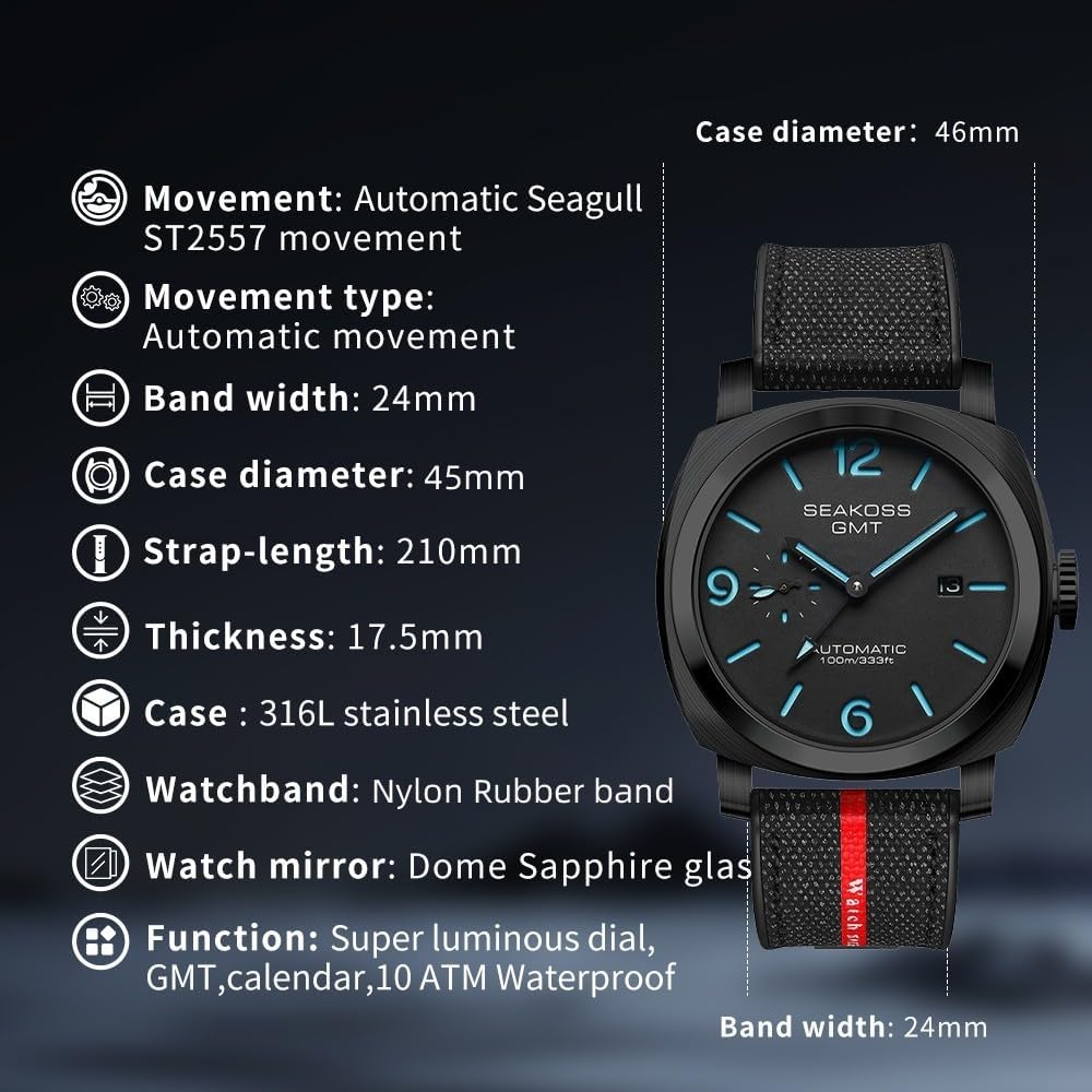 Thumbnail 3 de SEAKOSS GMT S8441 orologio automatico da uomo 45 mm con doppio fuso e vetro zaffiro