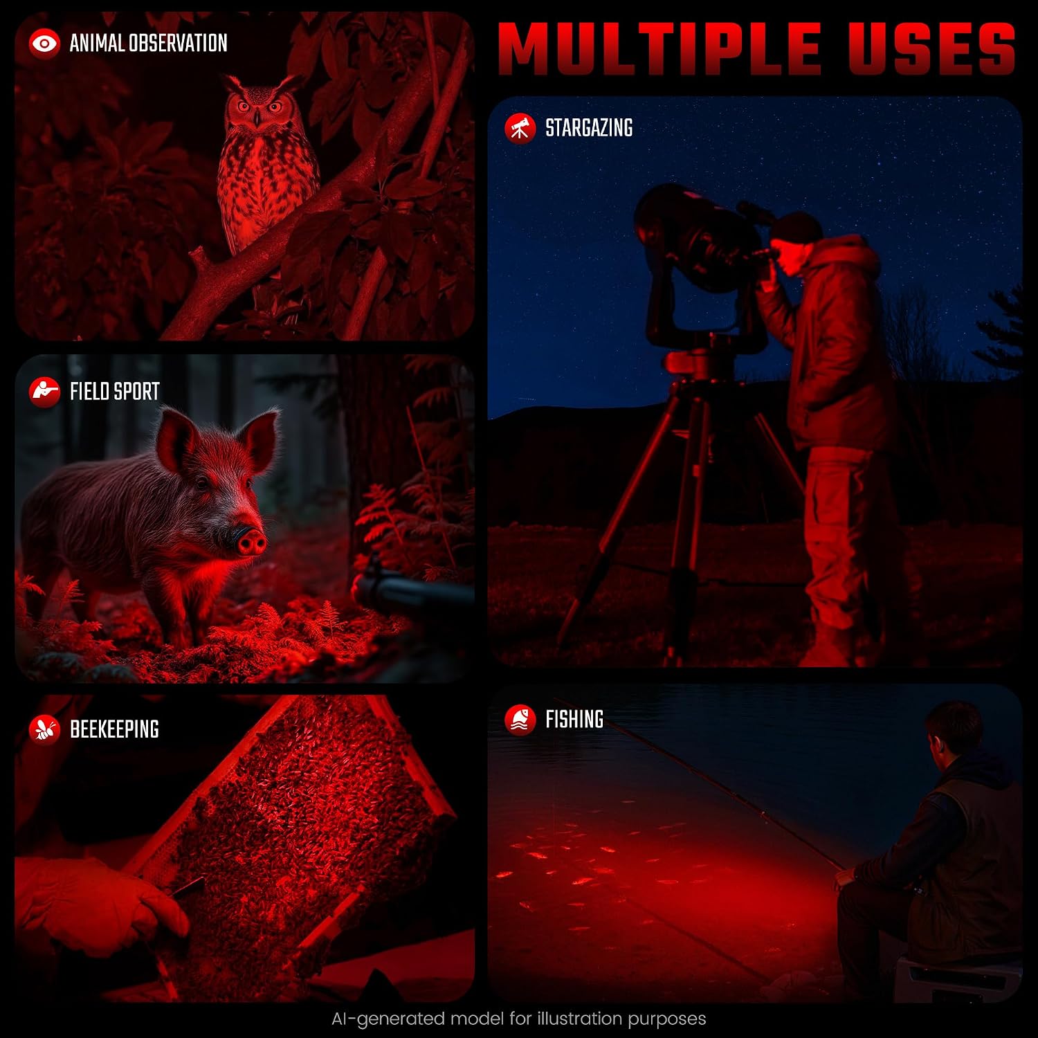 Thumbnail 5 de DARKDAWN Red Light Flashlight Aluminum Alloy