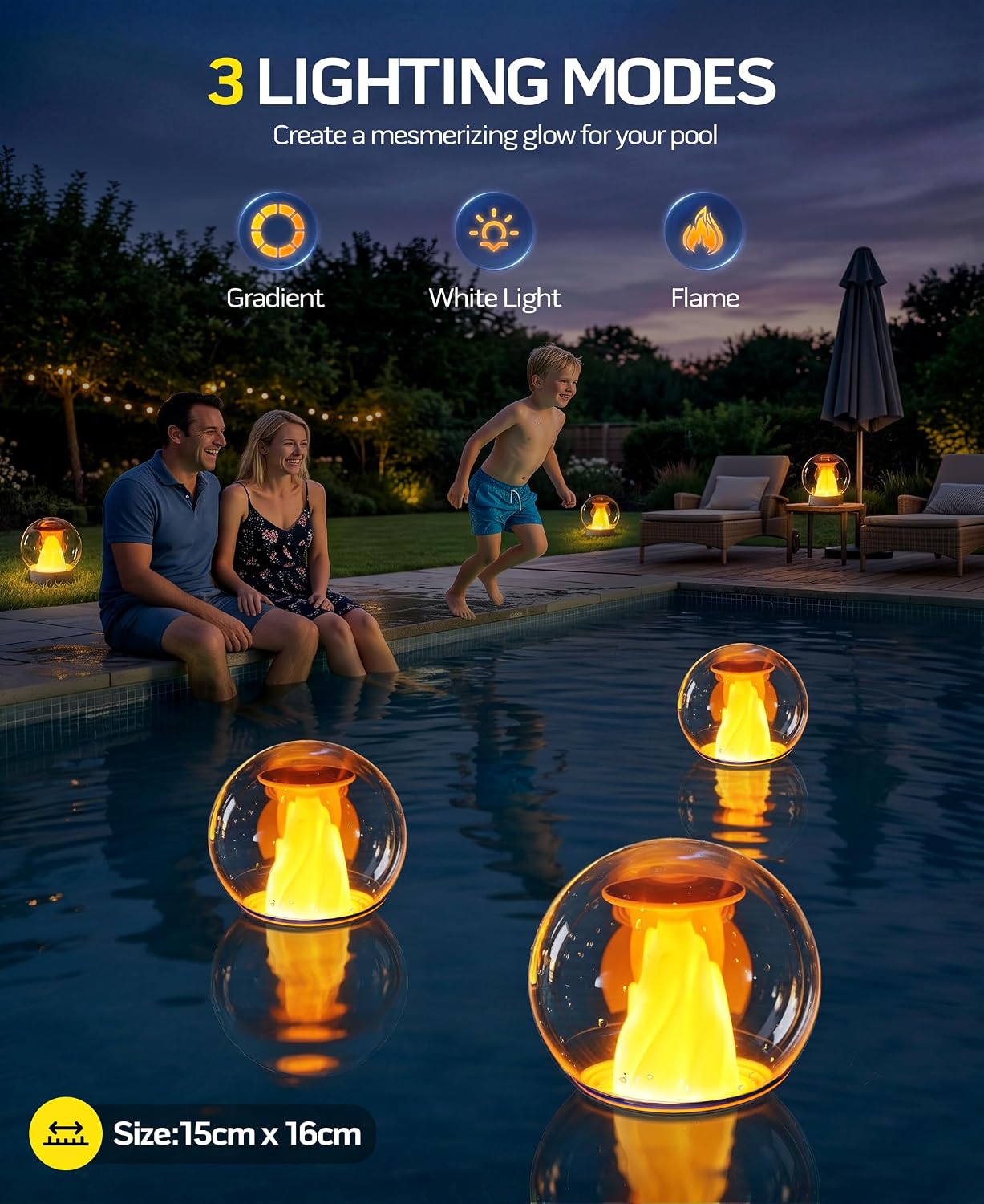 Thumbnail 2 de PoolLeader Lampe Solaire Flottante Piscine – Éclairage LED à Flammes, 2 pièces