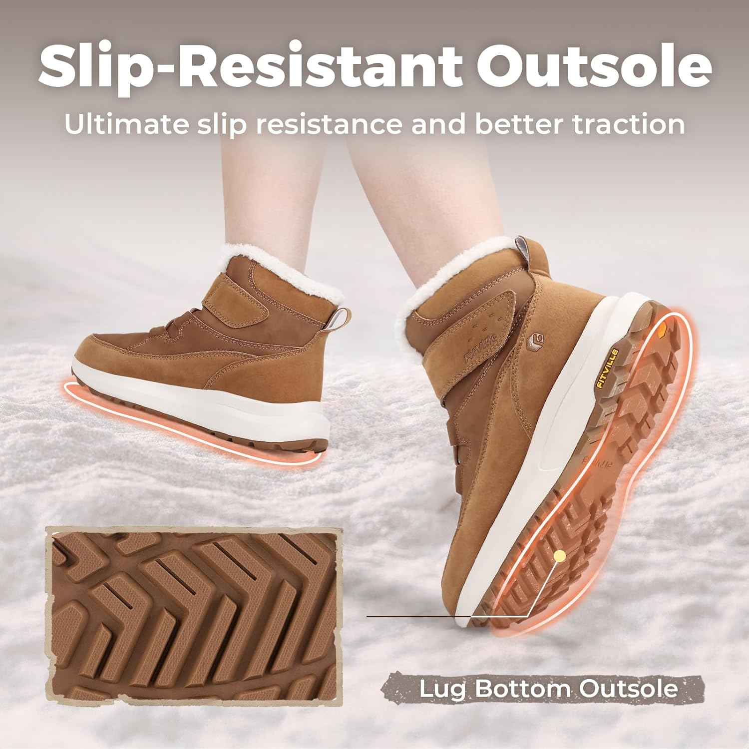 Thumbnail 3 de FitVille Damen Winterstiefel Extra Weit – Gefütterte Kurzschaft-Stiefel mit Klettverschluss