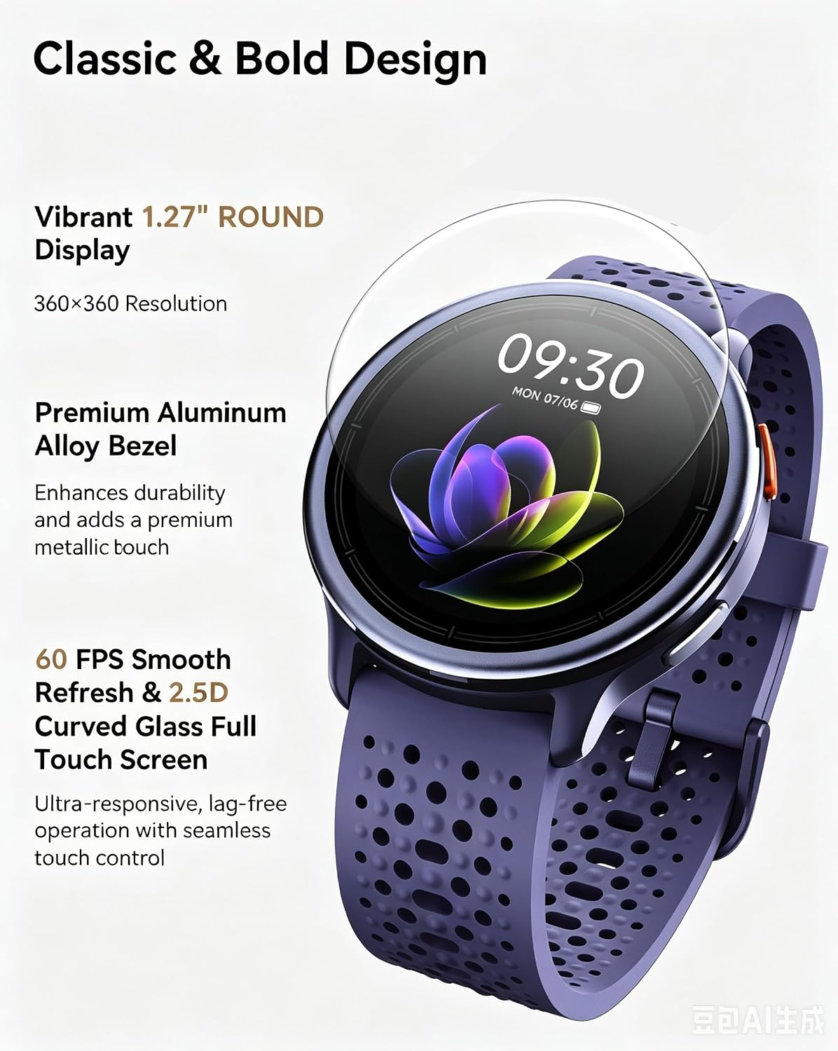 Thumbnail 2 de Quican Smart Watch for Women & Men – 1.27" AMOLED, AI Voice, 120+ Sports, 3ATM, Purple