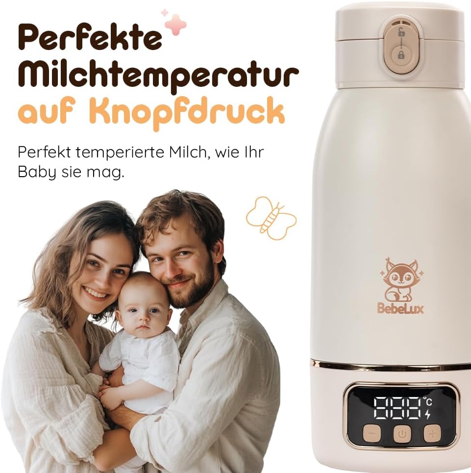 Thumbnail 6 de BEBELUX Scaldabiberon elettrico portatile per bambini da viaggio con ricarica rapida da 36 W, senza BPA (beige)