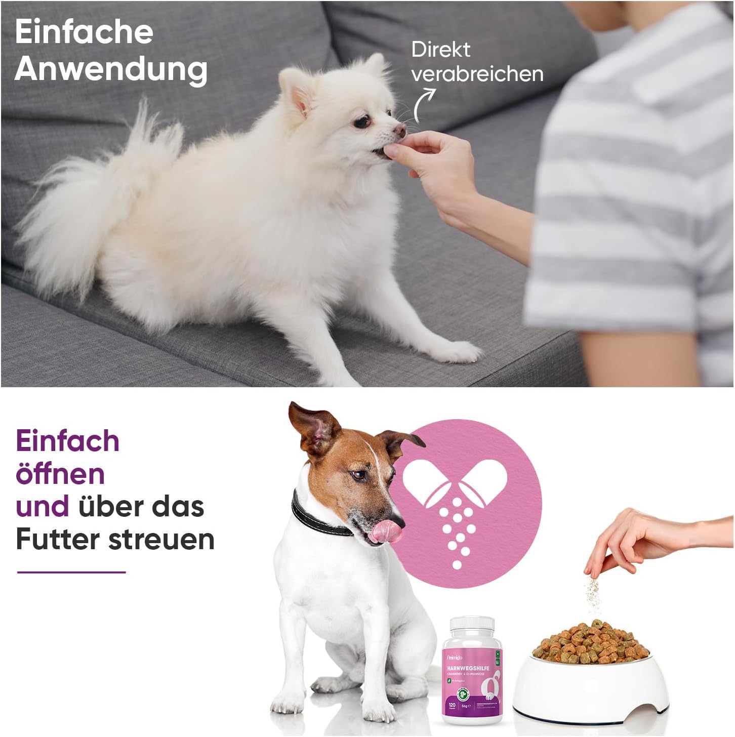 Thumbnail 5 de Animigo Harnwegshilfe für Hunde – 120 Kapseln mit Cranberry, D-Mannose und Kräuterextrakten