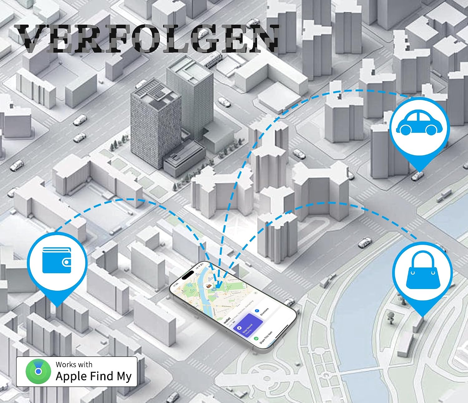 Detalle de DEEBYCOO Dünne Geldbörsen-Tracker-Karte – Apple Find My kompatibel, IP68, kabelloses Laden