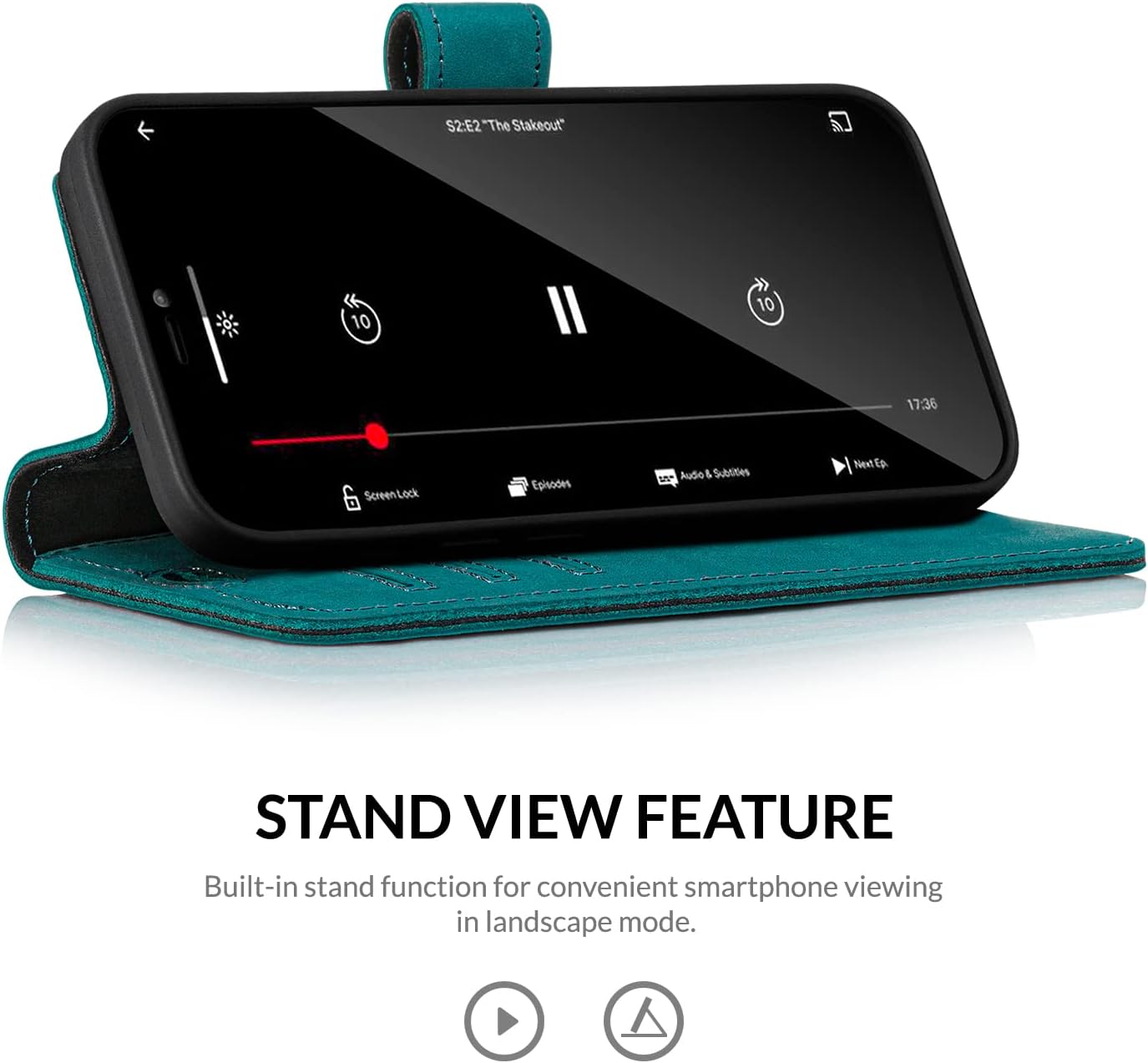 Detalle de SURAZO etui do Samsung Galaxy A14 5G ze skóry Crazy Horse, z klapką i stojakiem