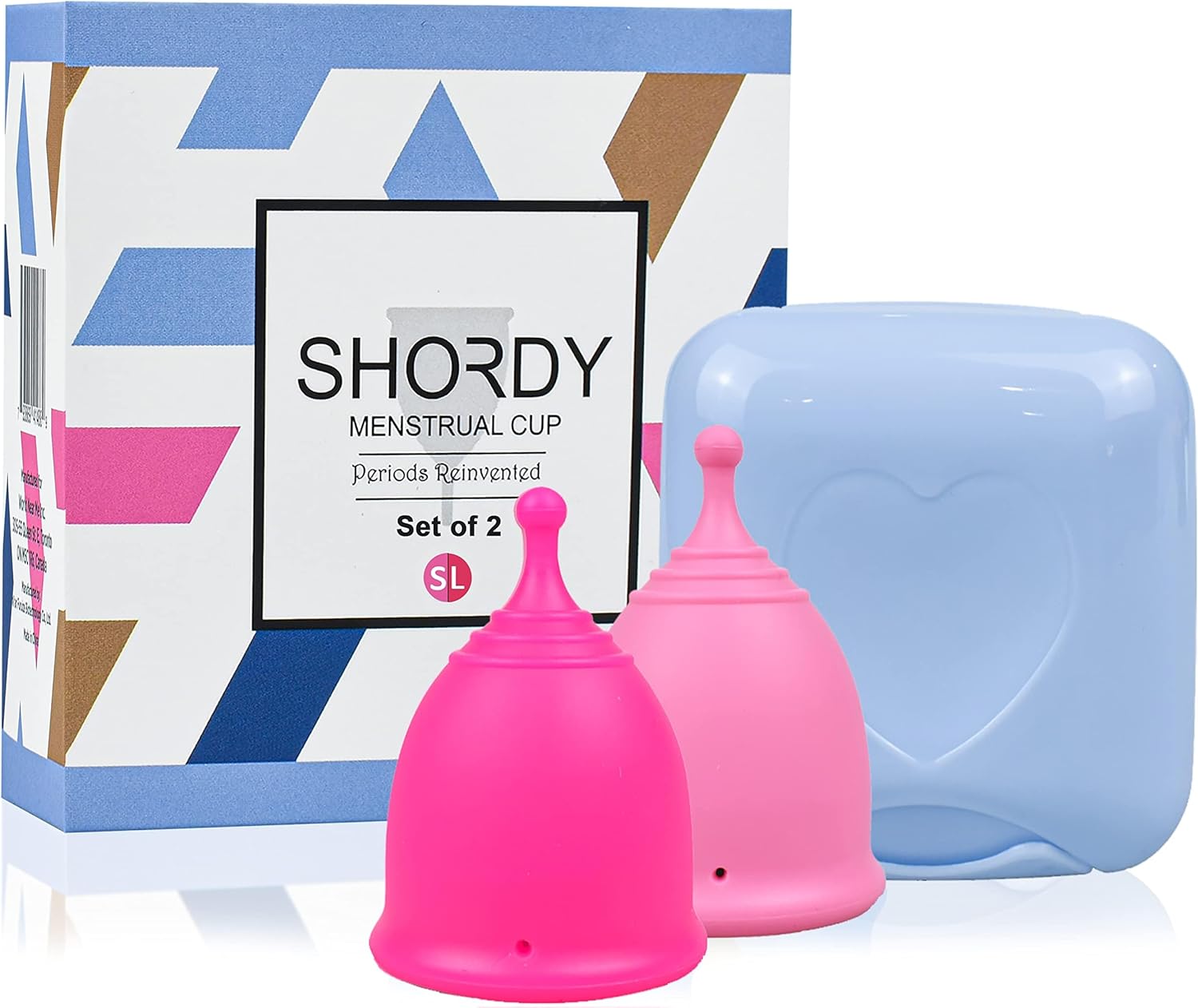 Shordy Menstrual Cup with Mini Box (Medical Grade Silicone) – Pink, Set of 2
