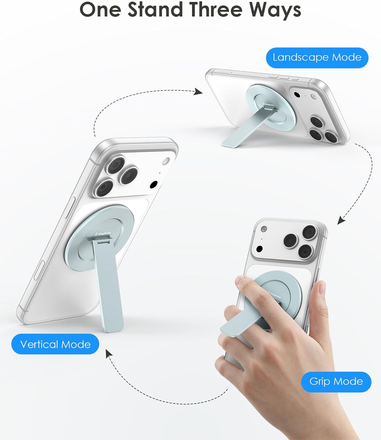 Thumbnail 5 de Magtame supporto magnetico per cellulare Mag-Safe ultra sottile blu, pieghevole a scatto fino a 180°