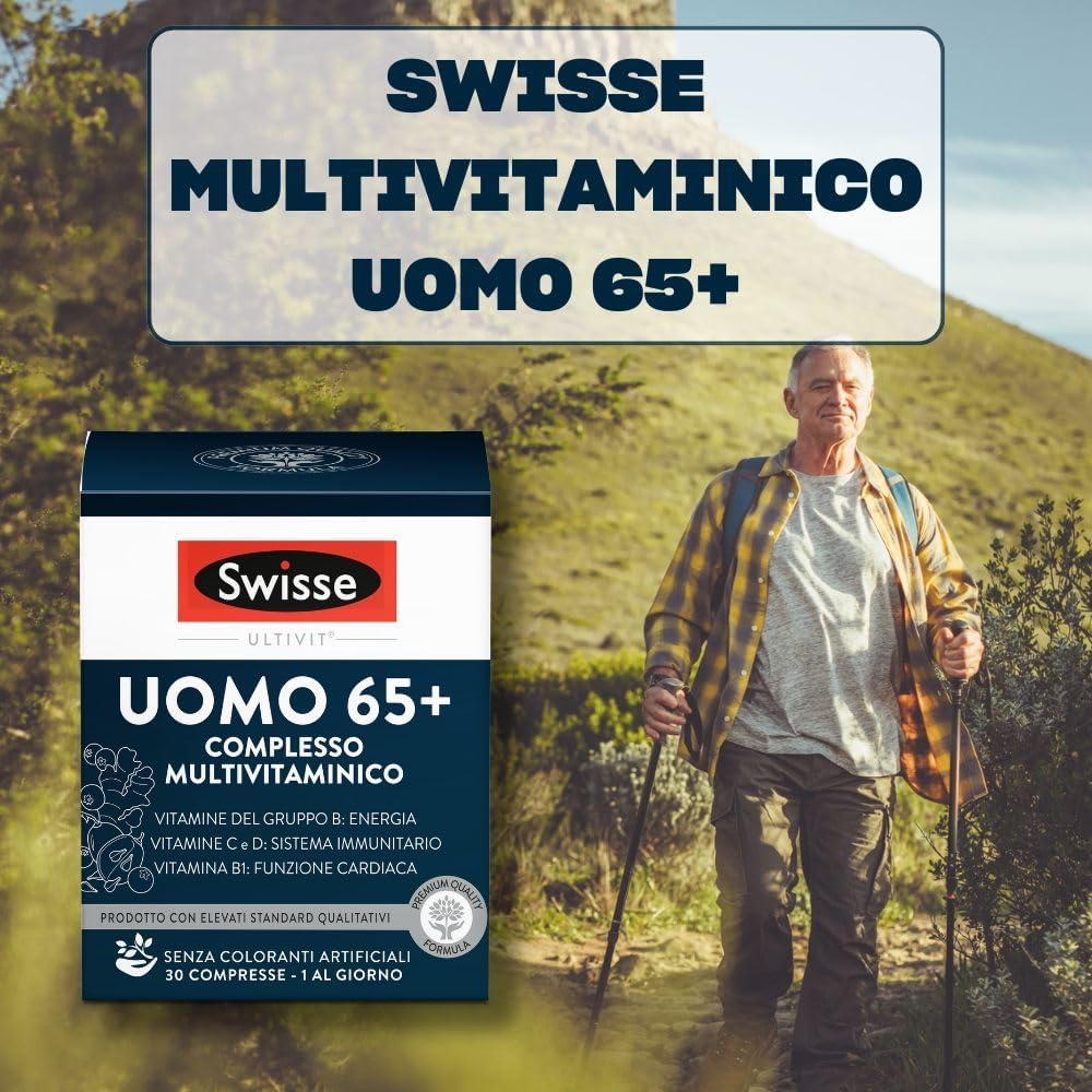 Detalle de SWISSE Ultivit - Multivitaminico Uomo 65+ con Biotina, Niacina e Vitamine per Sistema Nervoso e Immunità
