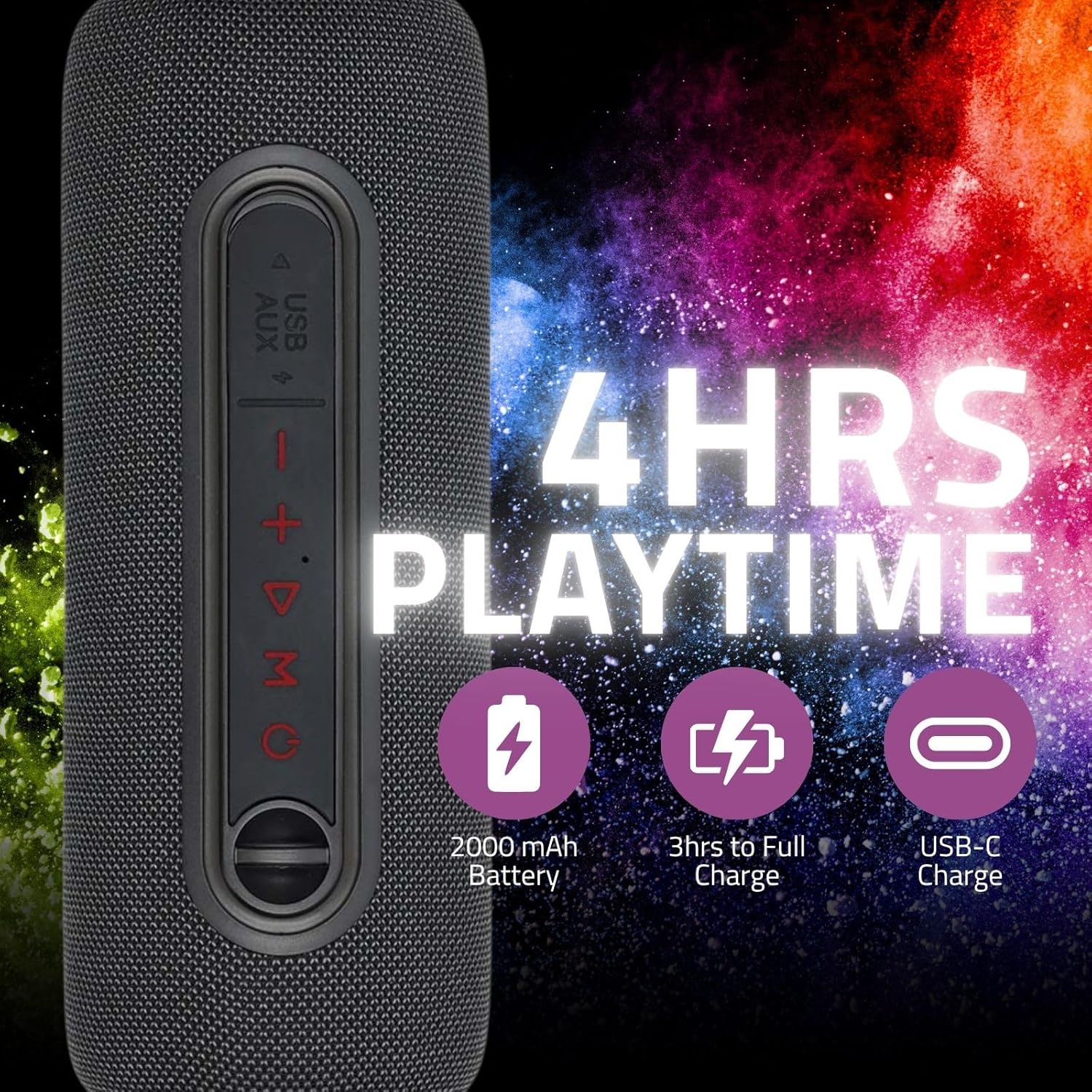 Thumbnail 4 de Nedis Bluetooth-Lautsprecher X5 – 30 W, 4 Std Akku, RGB, Mikrofon, Schwarz