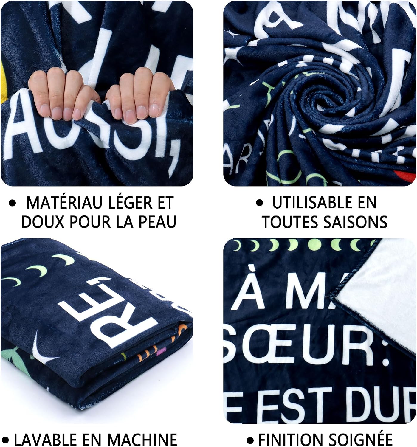 Detalle 2 de Amorea À ma Meilleure Amie La Vie est Dure… plaid couverture en flanelle (150 x 130 cm)