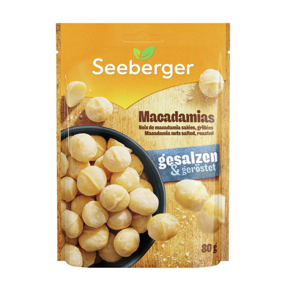 Detalle 1 de Seeberger Macadamias geröstet & gesalzen 13er Pack (13 x 80 g) – vegan, schonend geröstet