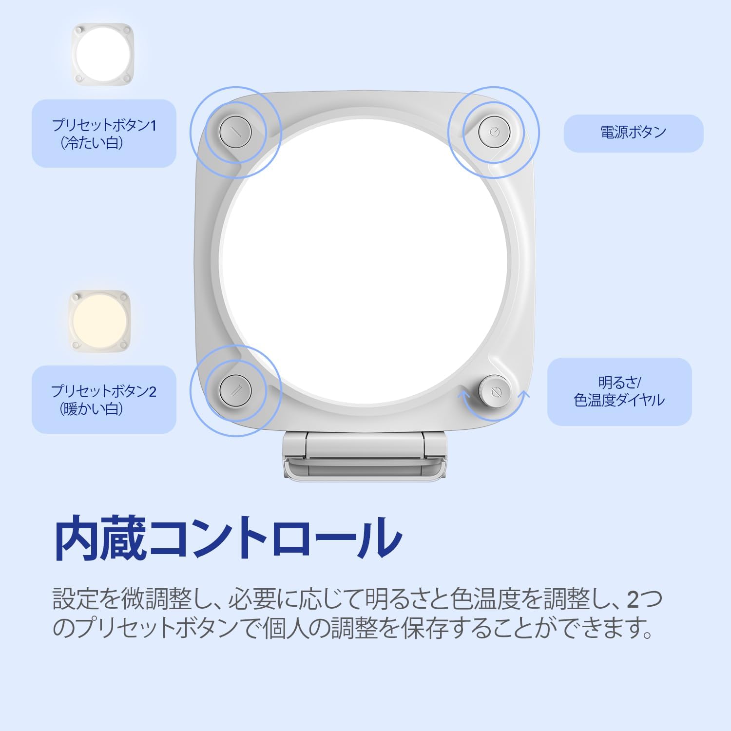 Detalle de Elgato Key Light Neo モニター取り付け式ライト、USB・Wi-Fi操作と色温度調整に対応