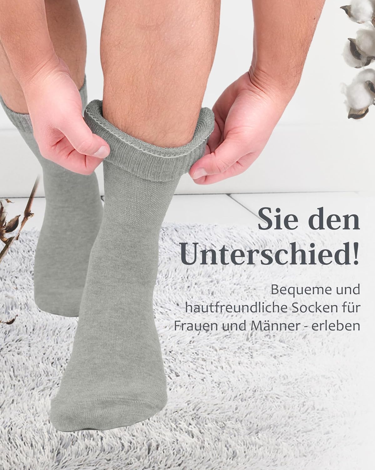 Thumbnail 4 de Fiera Besa Unisex Diabetiker Cotton Crew – skarpetki bezszwowe, 4 pary