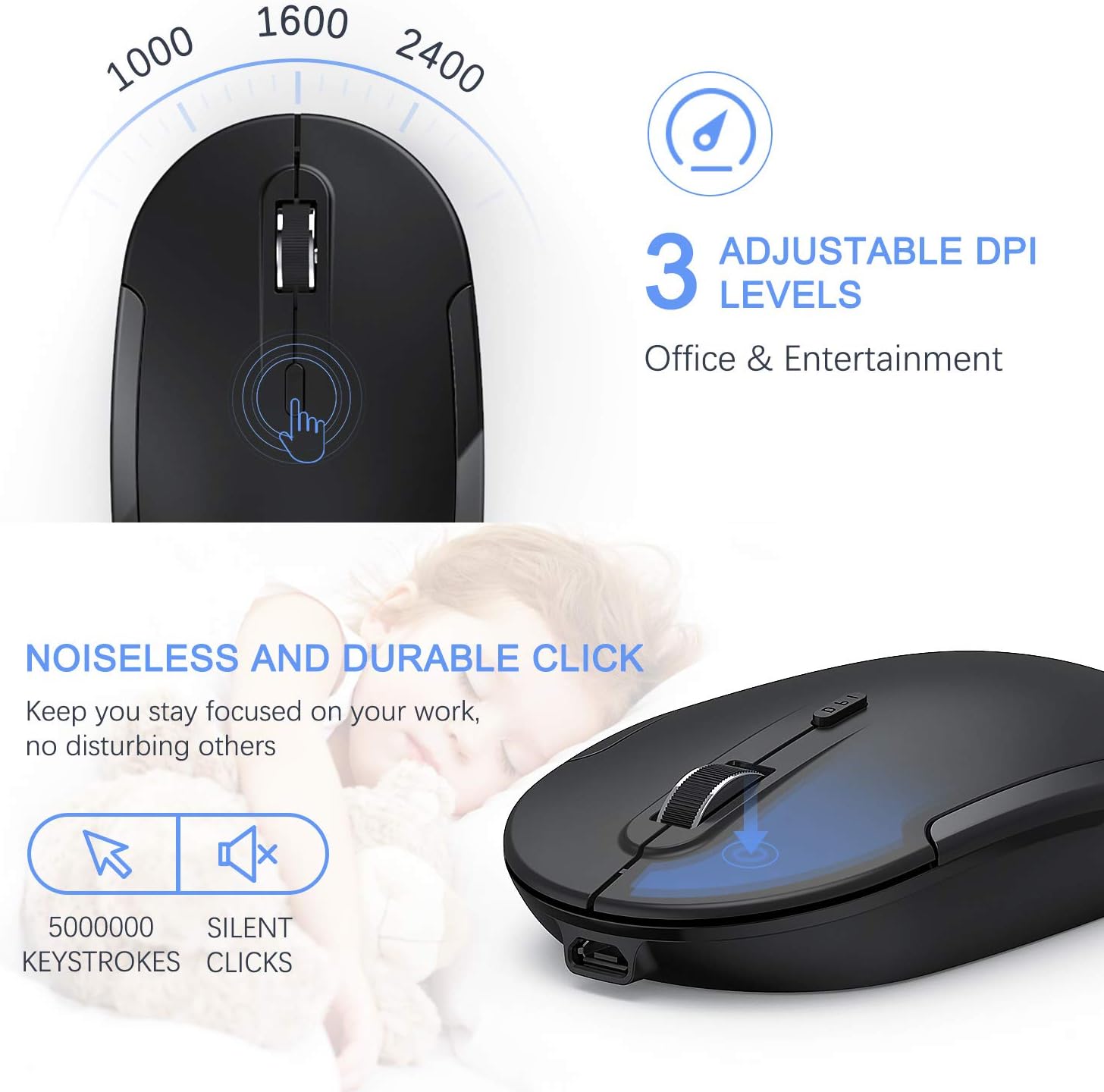 Detalle 1 de Vssoplor Wireless Keyboard Mouse Combo 2.4GHz