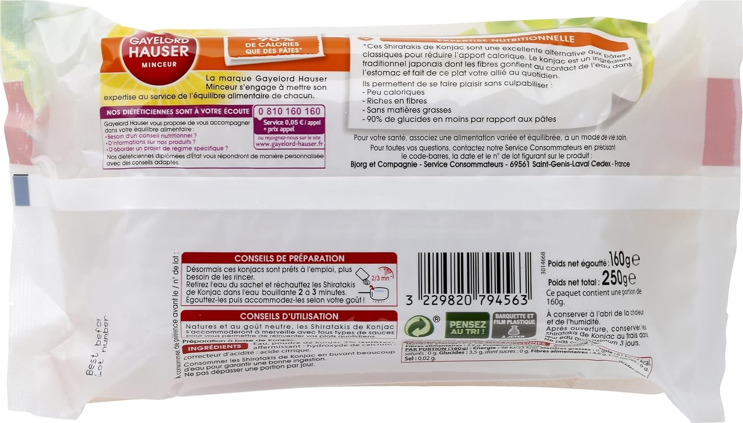 Thumbnail 2 de GAYELORD HAUSER Konjac Shirataki Nature - Sans Rinçage, Prêt à l’emploi, 10 paquets de 160 g
