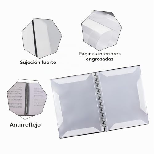 Detalle 2 de Flintronic Carpeta para Partituras A4, 60 páginas, 30 Bolsillos, Negro