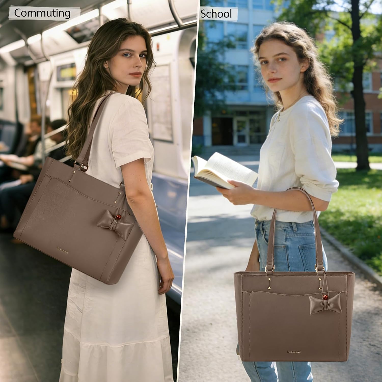 Detalle de RAINSMORE Borsa Donna Grande Porta PC 14 Pollici Impermeabile: tote elegante con multi-scomparti