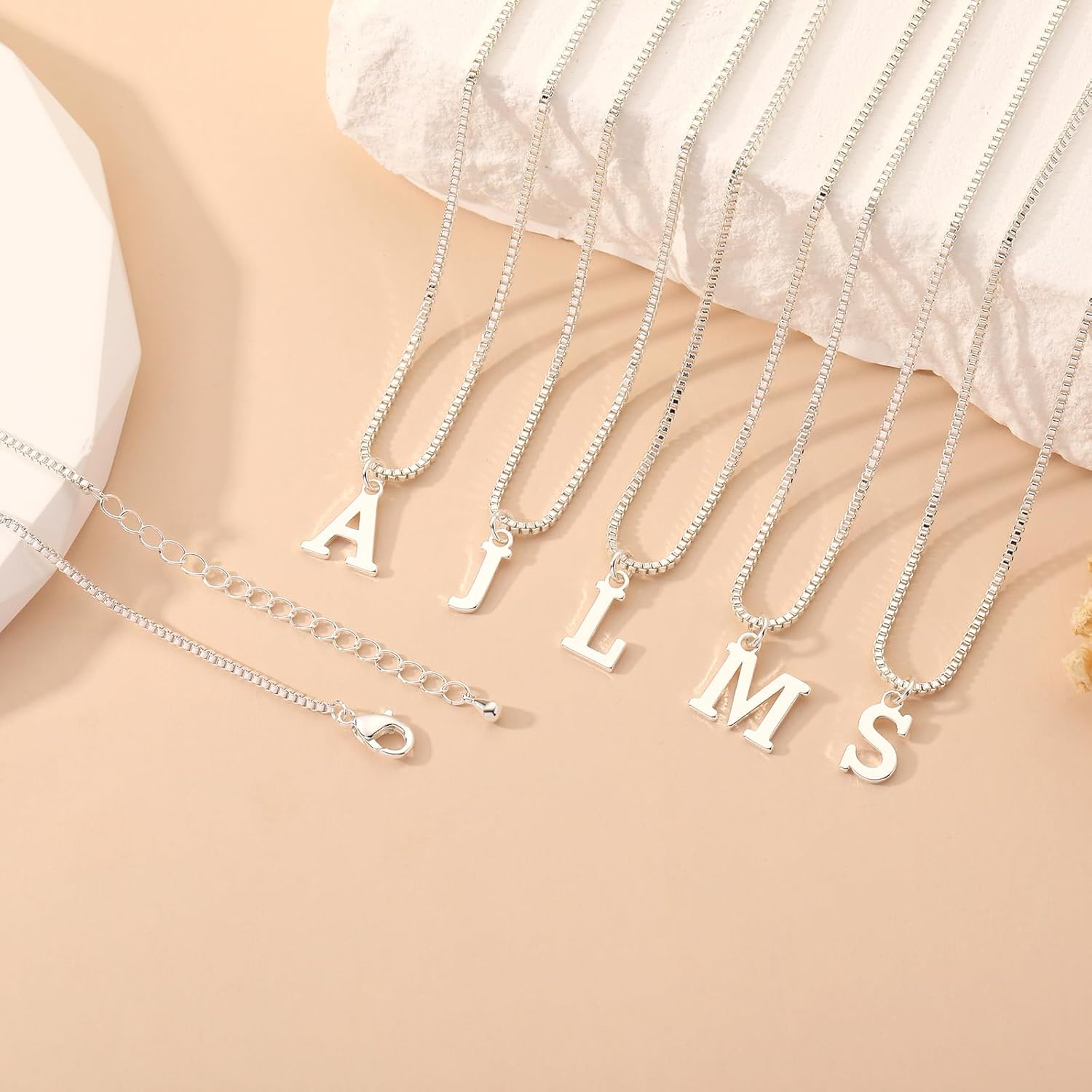 Thumbnail 5 de Esmoly collana donna iniziale in oro 14K choker con lettera A-Z, 16"+2" regolabile
