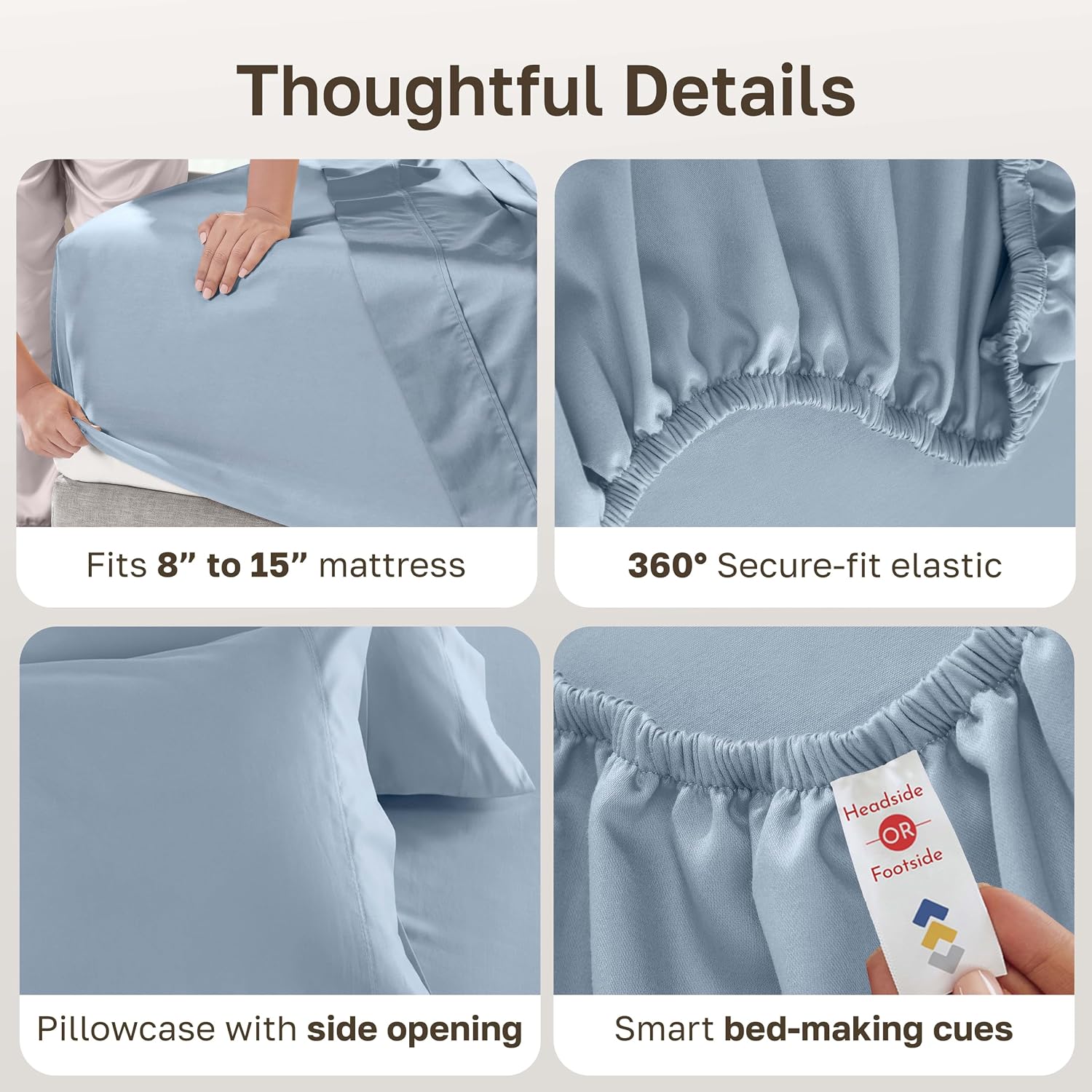 Detalle de California Design Den 840307134233 Twin Cotton Sateen Sheet Set, 600 Thread Count