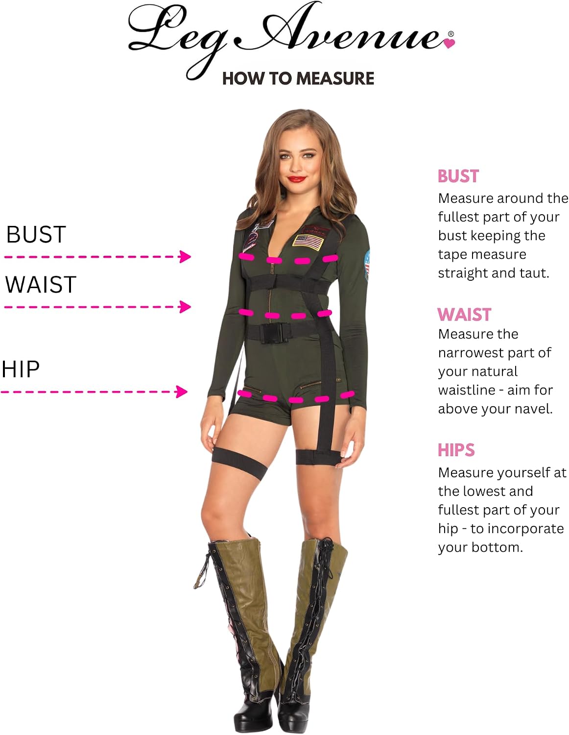 Detalle 1 de Leg Avenue Women's Top Gun Spandex Romper Costume with Zip Front and Harness