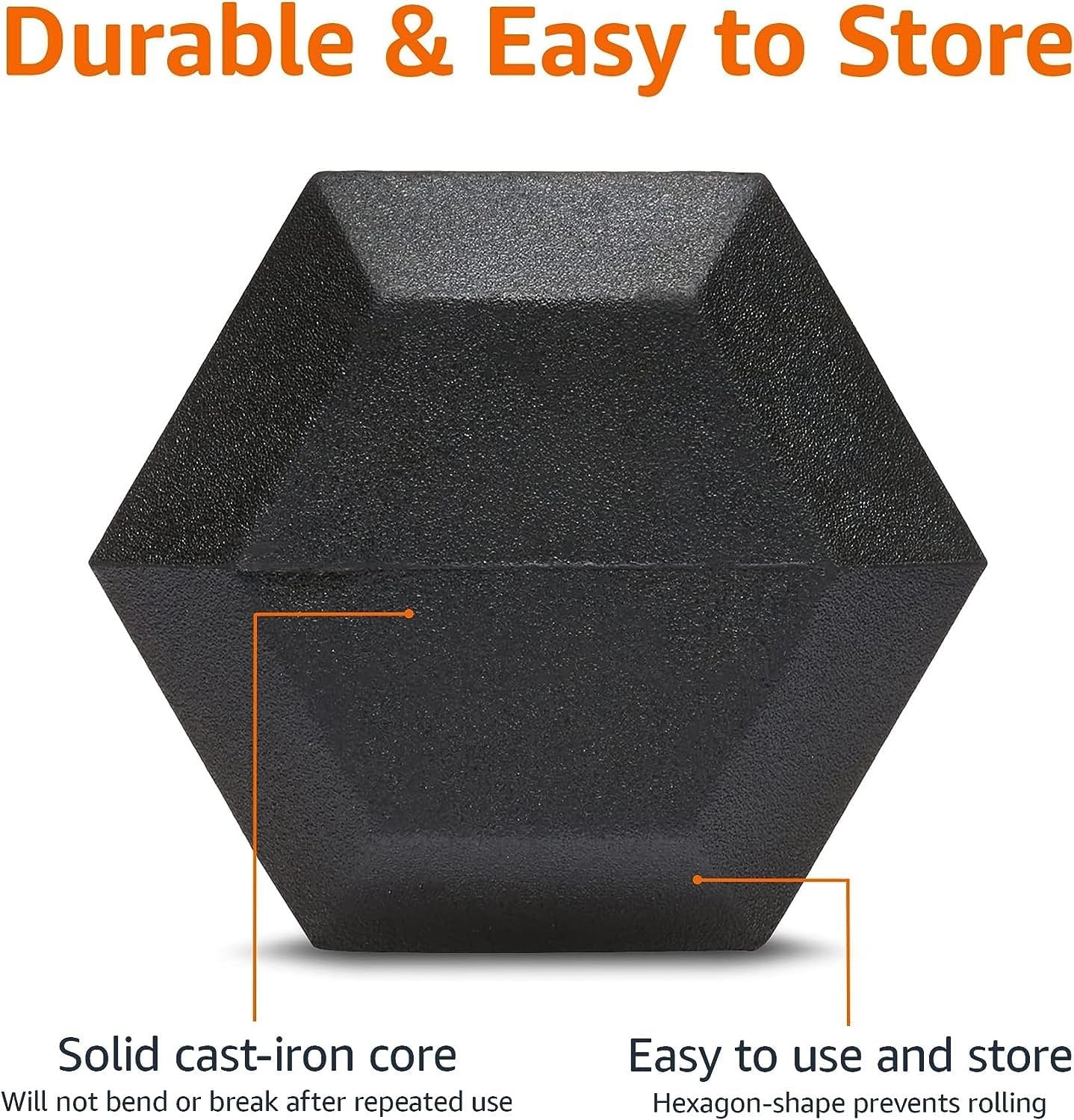 Detalle de Amazon Basics Rubber Hex Dumbbell ⚙