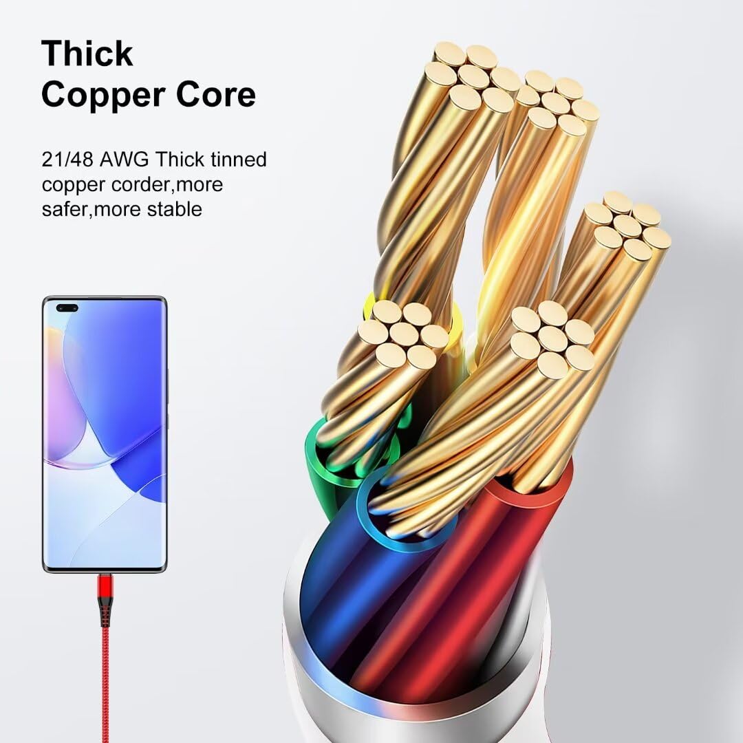 Thumbnail 4 de USB-C Cable 1ft 3Pack (USB-A to USB Type-C) Fast Charging Nylon Braided Cords