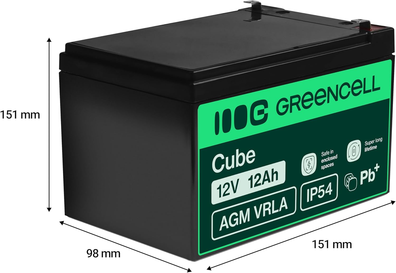Thumbnail 1 de Green Cell AGM 12V 12Ah VRLA Akku als Ersatz- und Notstrombatterie (wartungsarm, zyklenfest)