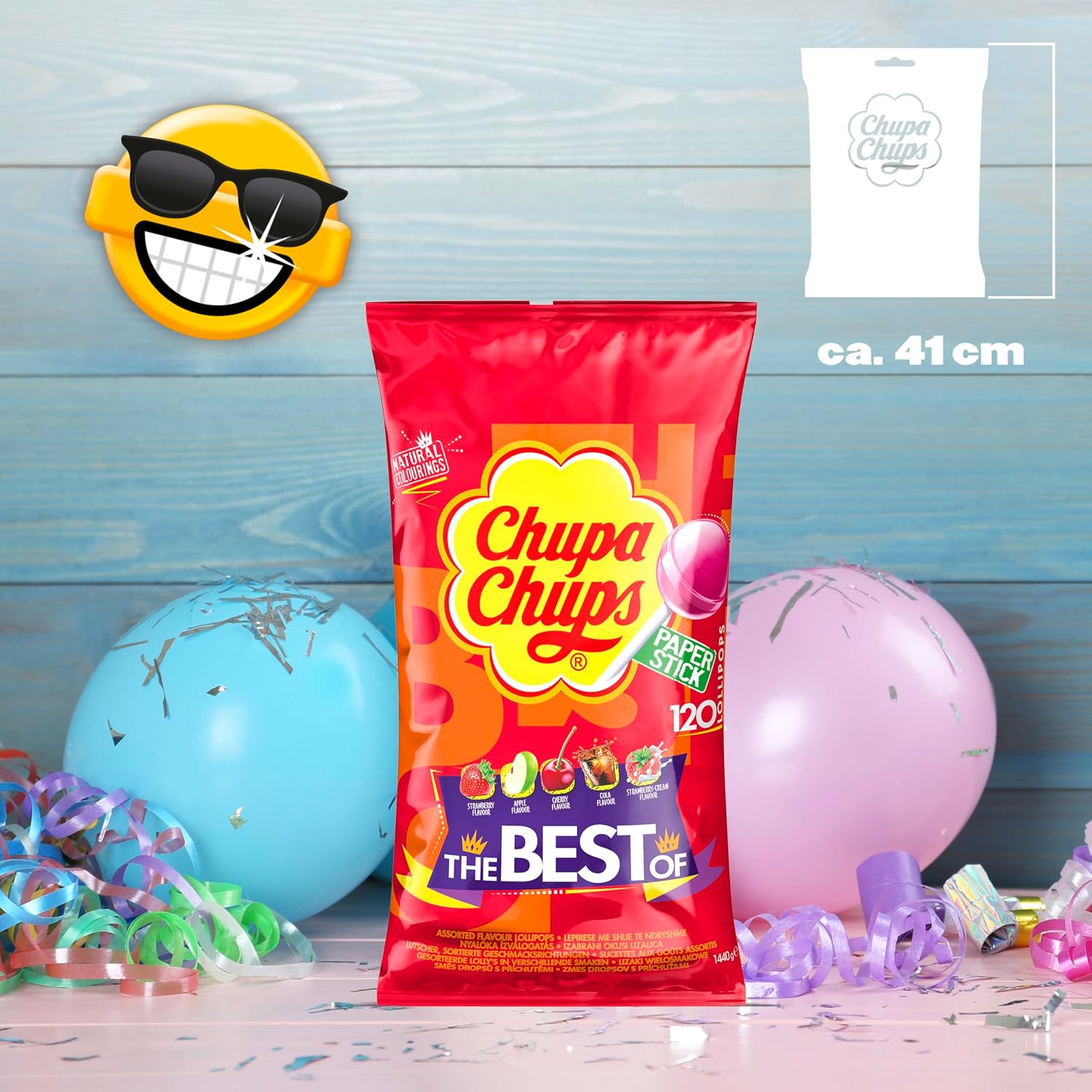 Detalle de Chupa Chups Best of Lollipop Beutel – 120 Lollis in 5 Geschmacksrichtungen