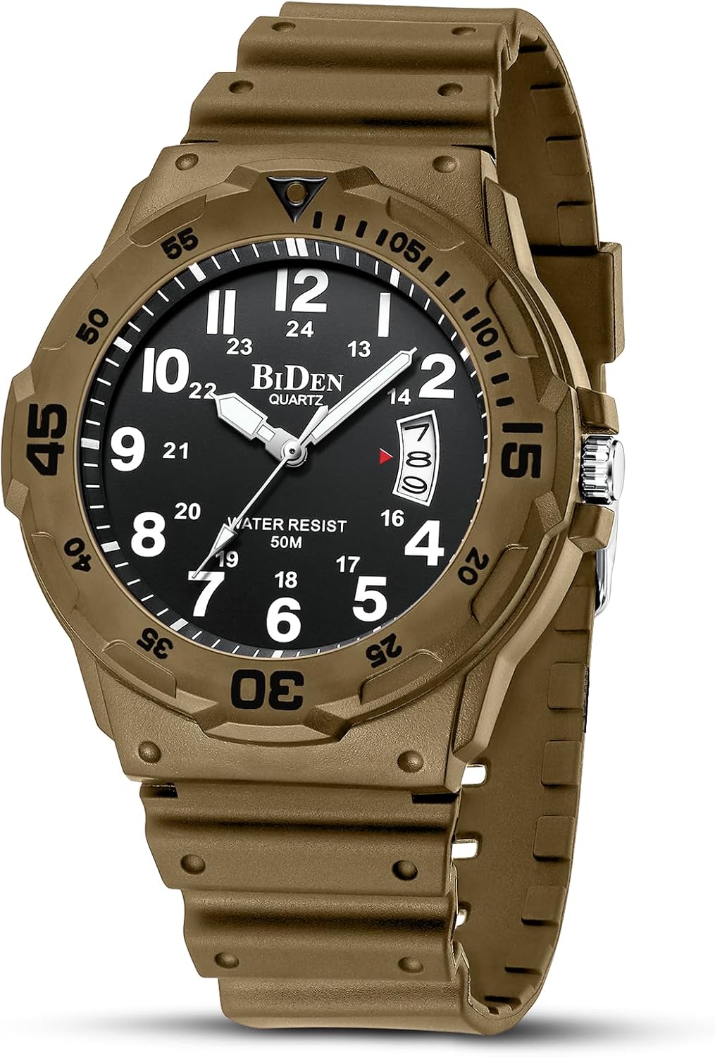 Detalle de HANPOSH Herren Uhr – Analoge Quarzuhren mit Datum, 42 mm Gehäuse, Silikonarmband, 3ATM wasserdicht