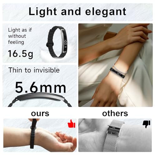 Detalle de Efolen reloj inteligente ultraligero (16,5 g) para mujer y hombre: pulsera con monitor 24/7 de sueño, ritmo cardiaco y 12 deportes