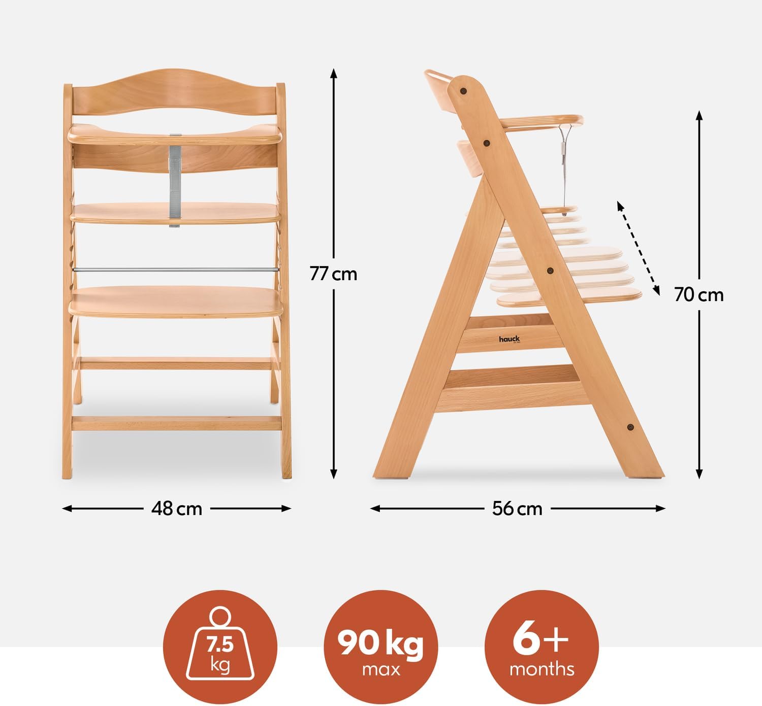 Thumbnail 3 de hauck Alpha+ Natural Wooden High Chair – adjustable, sustainable beechwood from FSC forests