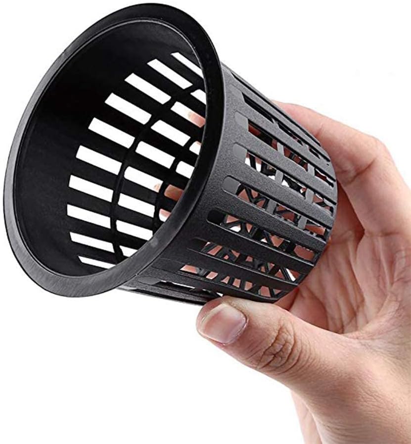 Detalle 2 de behone plantenmanden voor hydrocultuur, 20 zwarte PP mesh potten
