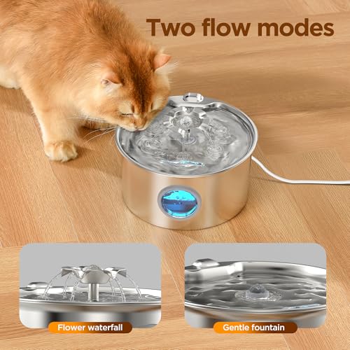 Detalle 2 de Fuente de Agua para Mascotas Gatos y Perros, Acero Inoxidable 🚰