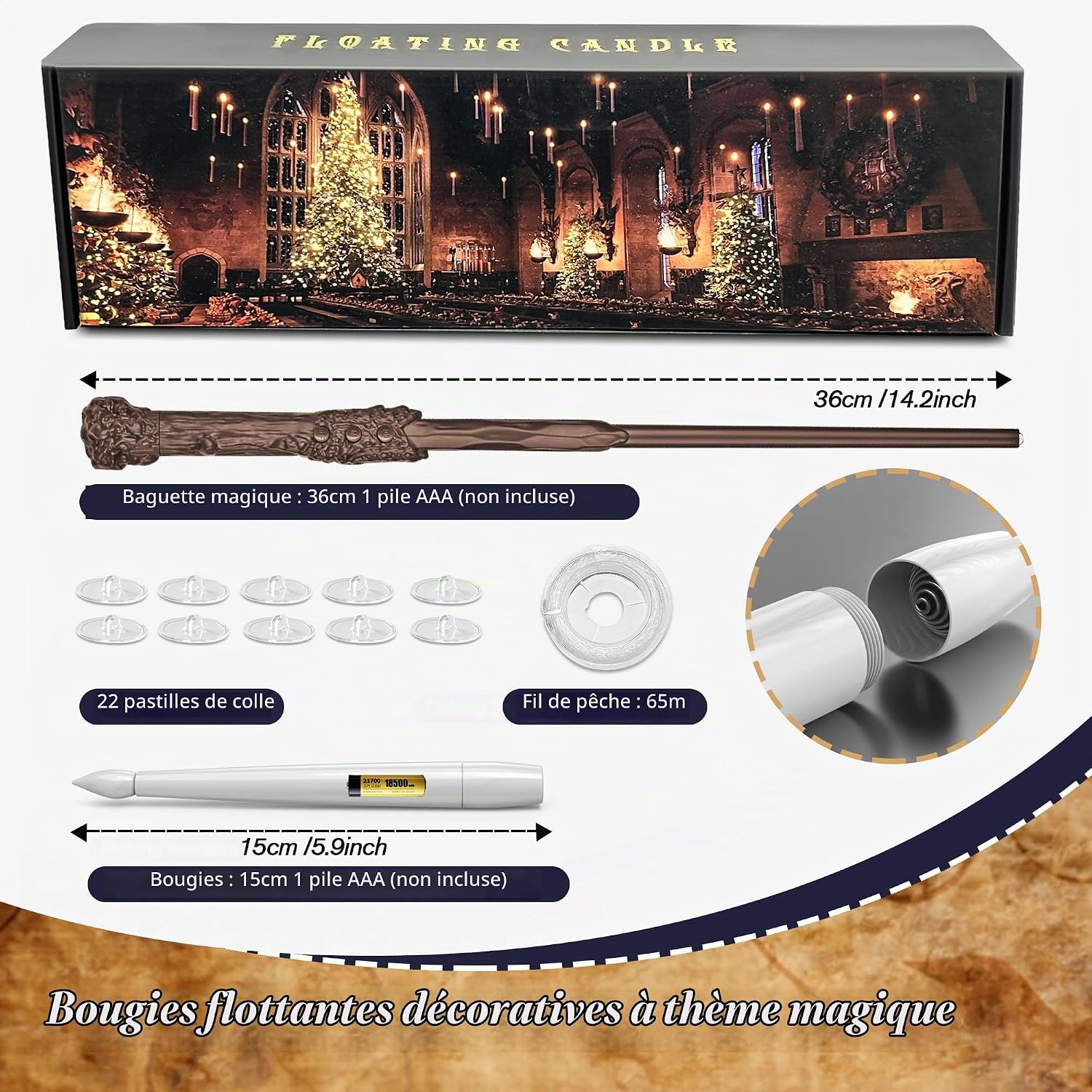 Detalle 2 de CHLDYCST Floating Candles with Wand – 10 drijvende led-kaarsen met afstandsbediening