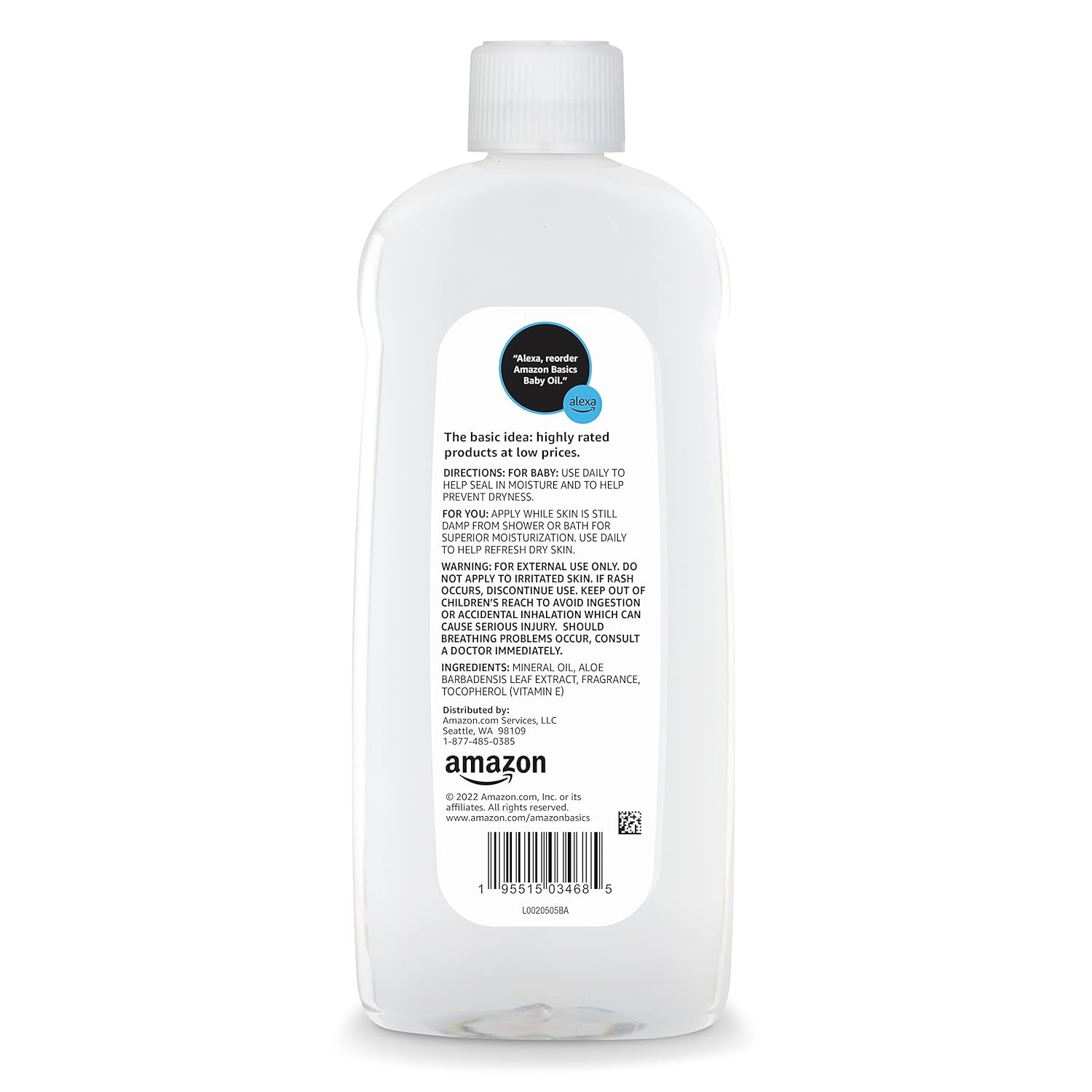 Thumbnail 2 de Amazon Basics Baby Oil with Aloe Vera & Vitamin E, 20 Fl Oz (1 Pack) — Helps Seal In Moisture