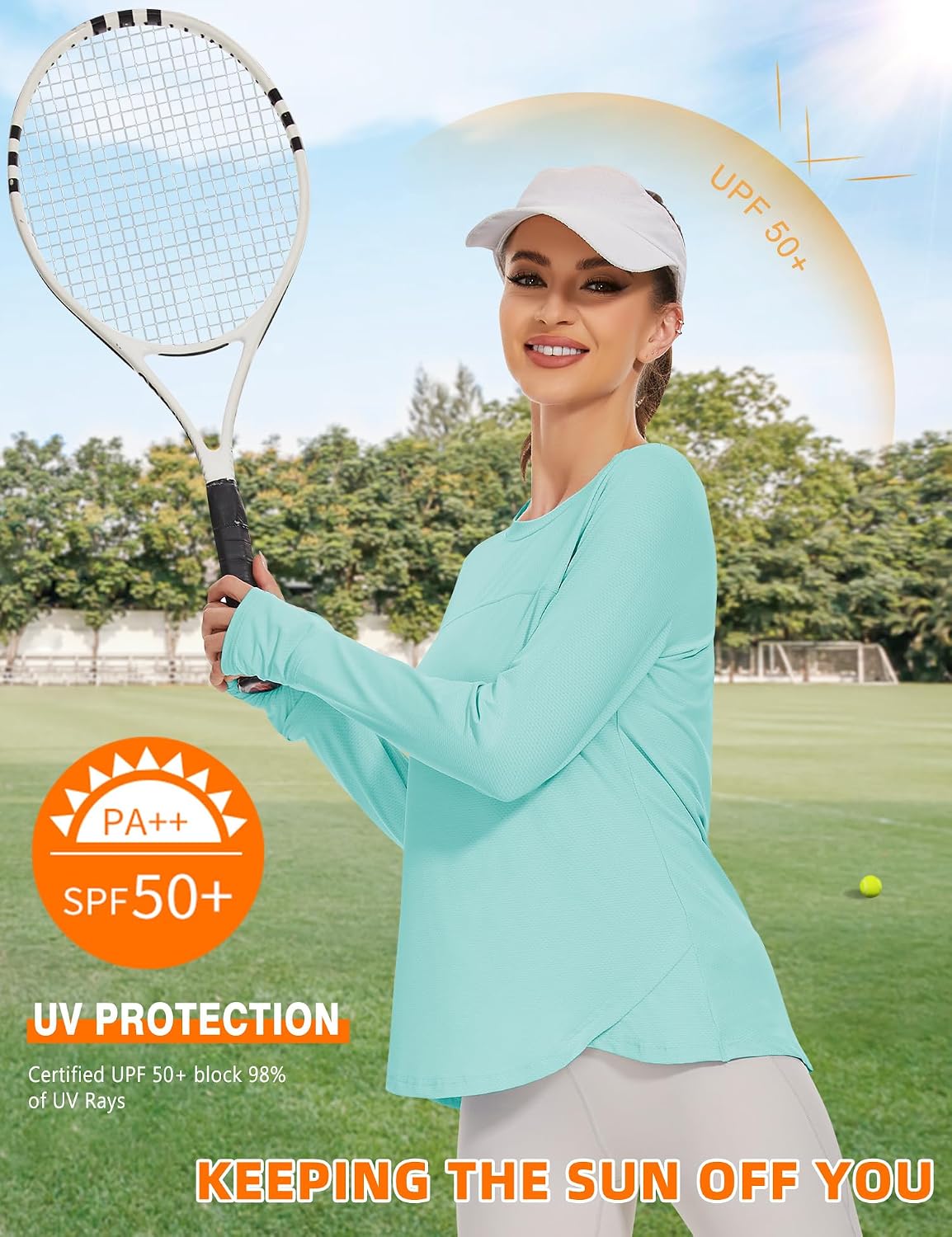 Detalle de IECCP Long Sleeve Workout Shirts for Women with UPF 50+ and Thumbholes