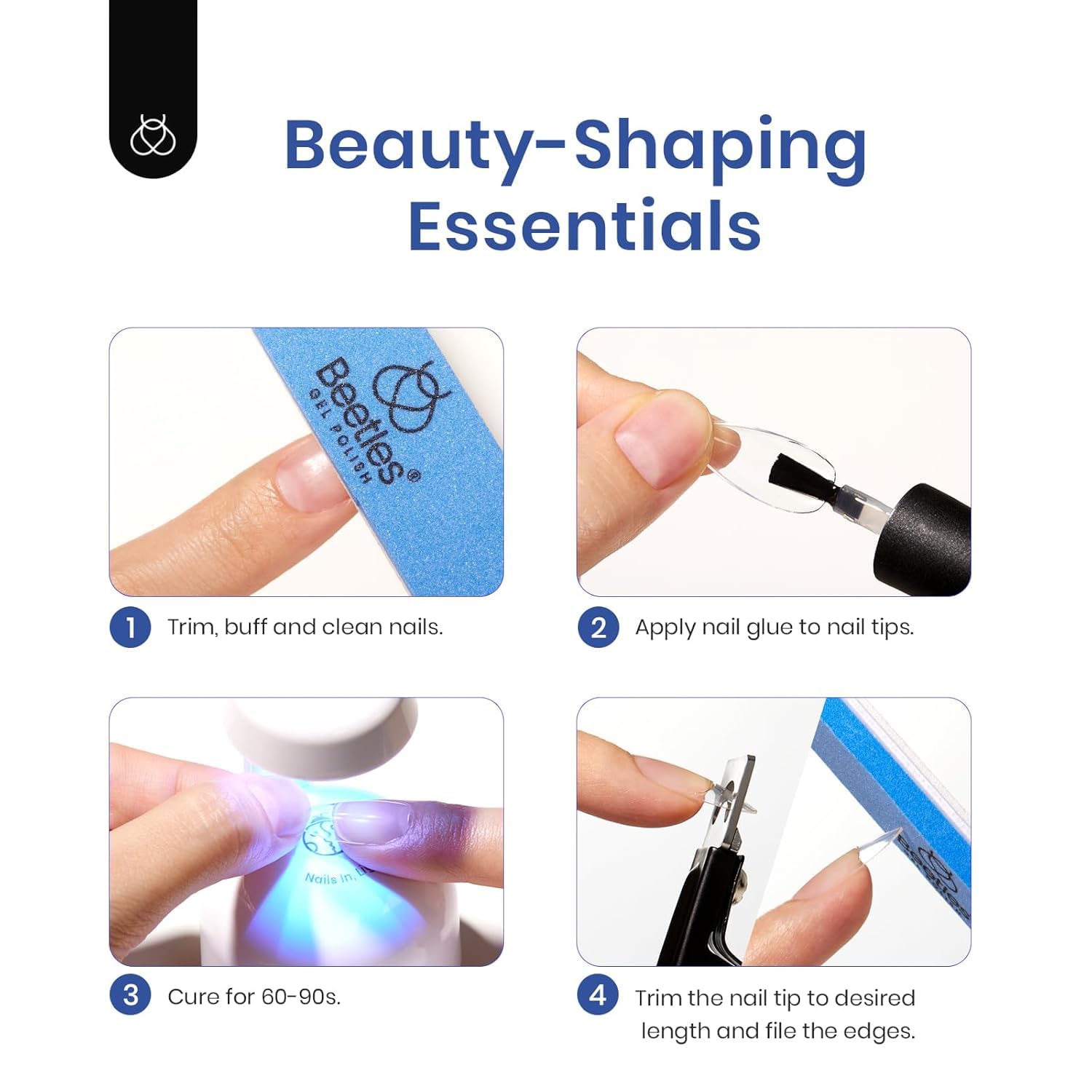 Detalle 2 de Beetles Gel Nail Kit with Short Almond Tips – 240 Pcs, 9-in-1 Glue Gel, UV LED Lamp