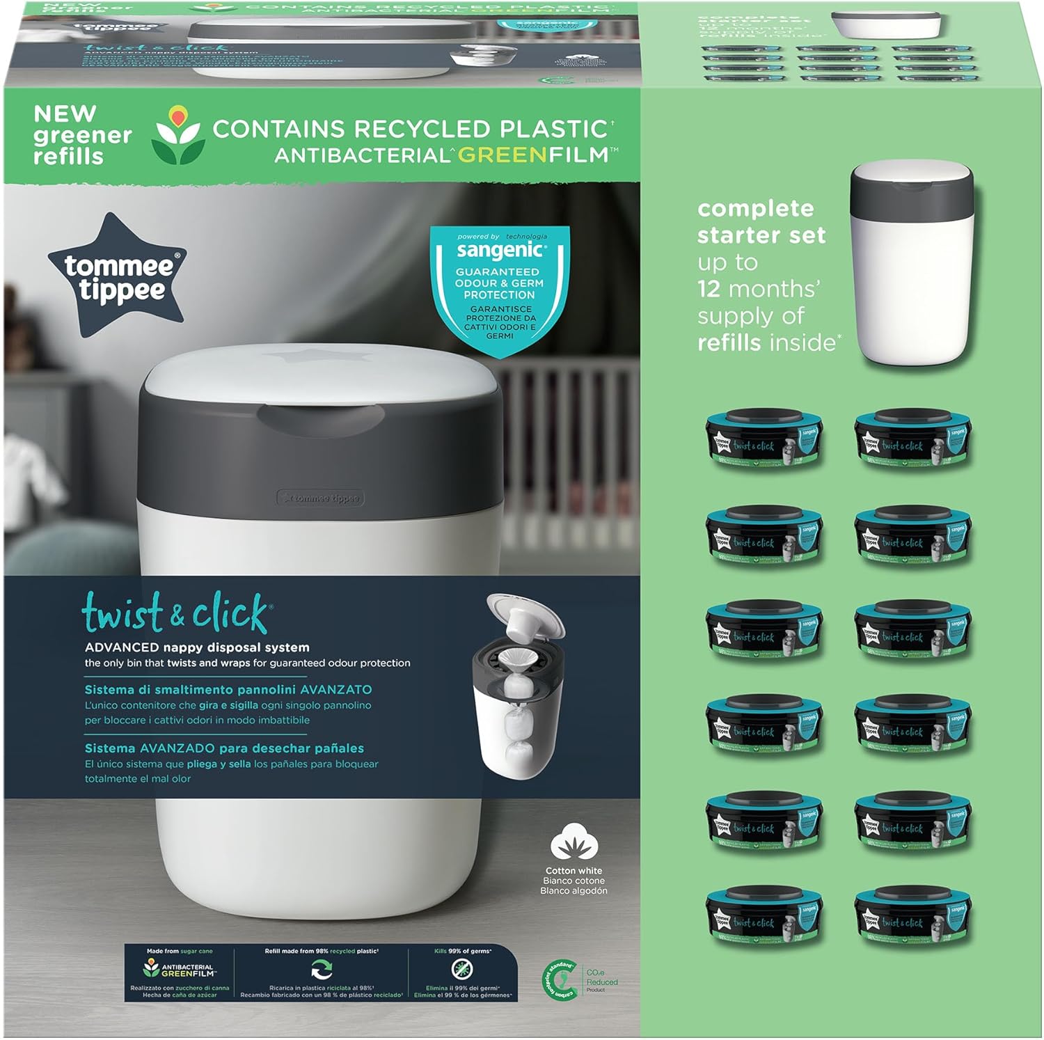 Detalle 2 de Tommee Tippee Twist and Click nappy bin with 1 refill