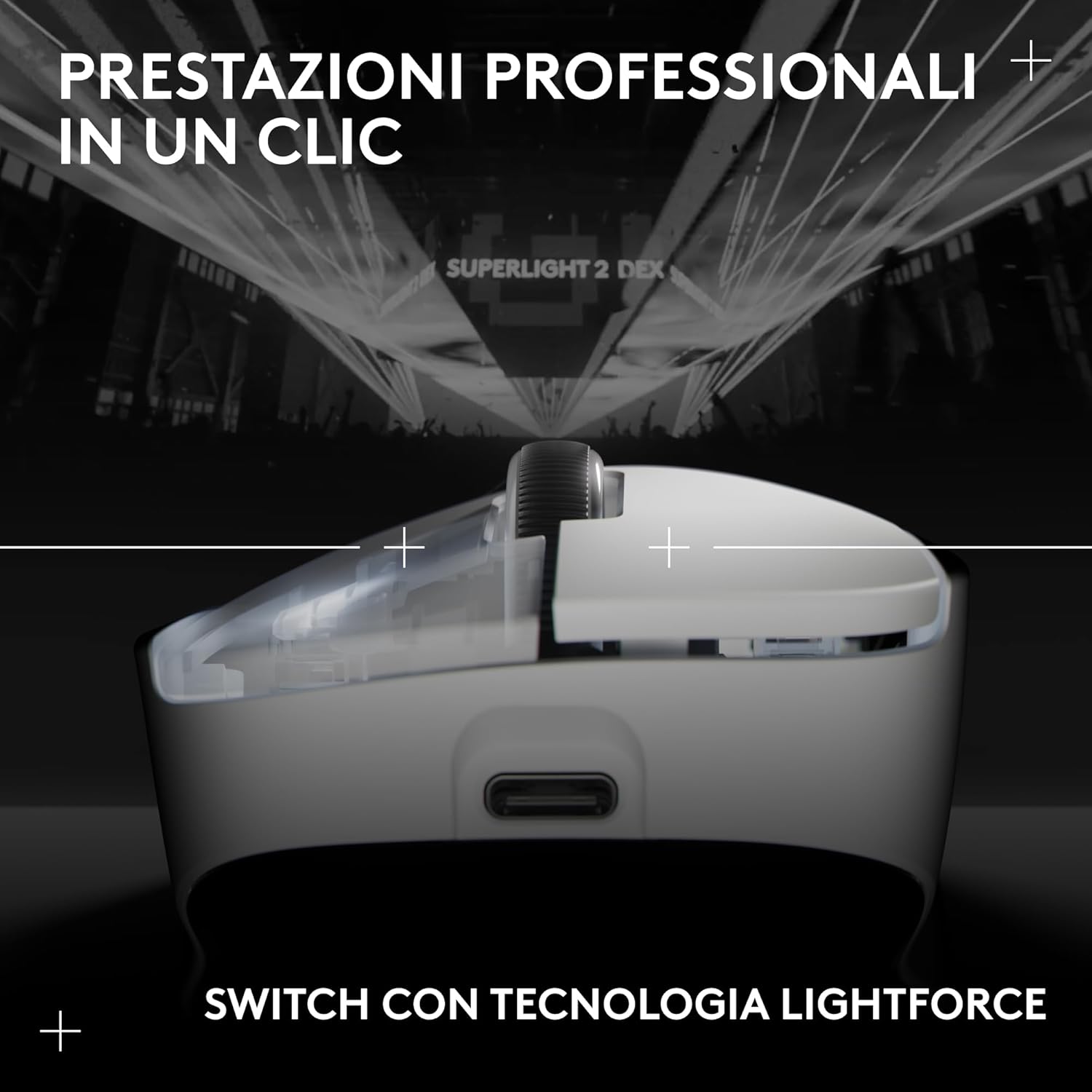 Thumbnail 6 de Logitech G PRO X SUPERLIGHT 2 DEX Wireless Gaming Mouse – 60 g, 5 pulsanti programmabili, USB-C, HERO 2 fino a 32.000 DPI, 8 kHz LIGHTSPEED