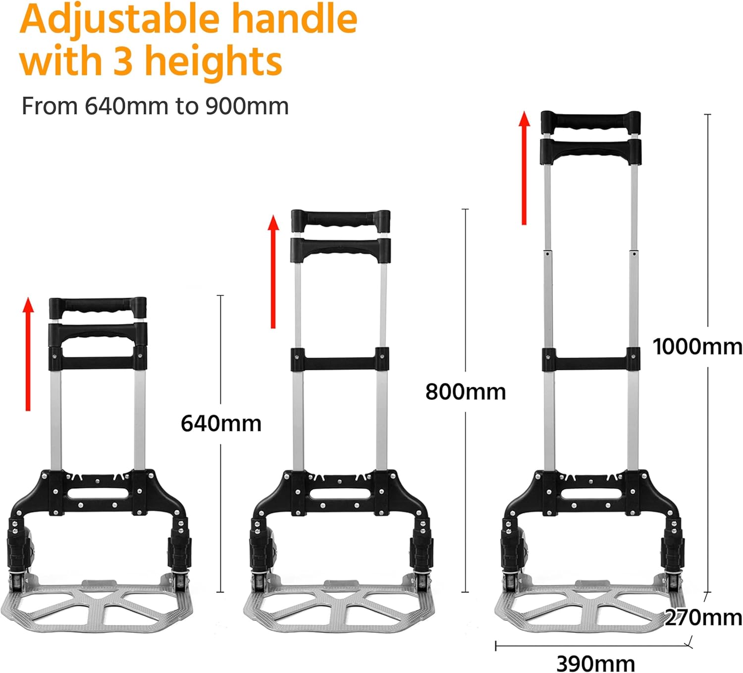 Detalle 2 de Yaheetech Heavy Duty Folding Sack Trolley in Aluminium (75kg load) – Black
