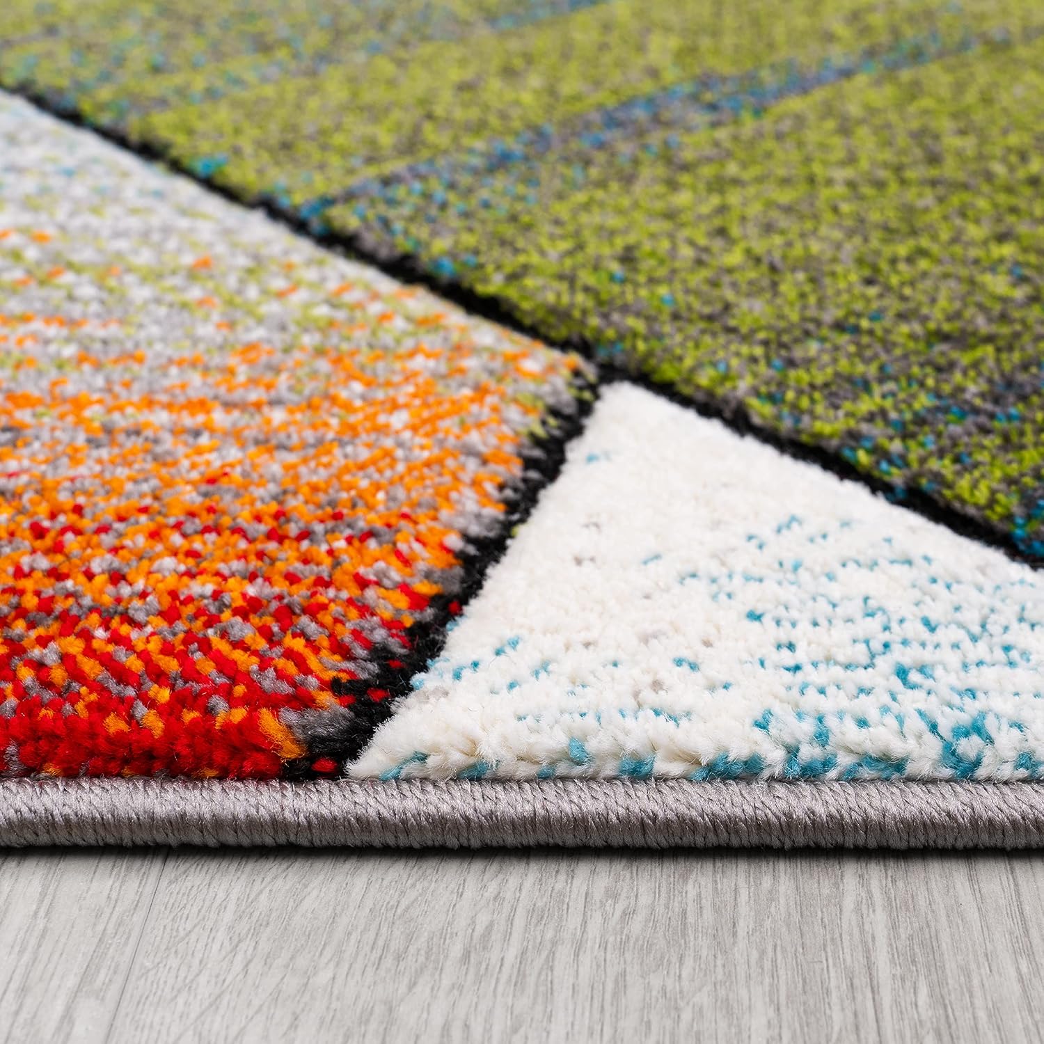 Detalle de Paco Home Kurzflor-Teppich 160x230 cm mit 3D-Optik und karierten Mustern für Wohnzimmer & Kinderzimmer